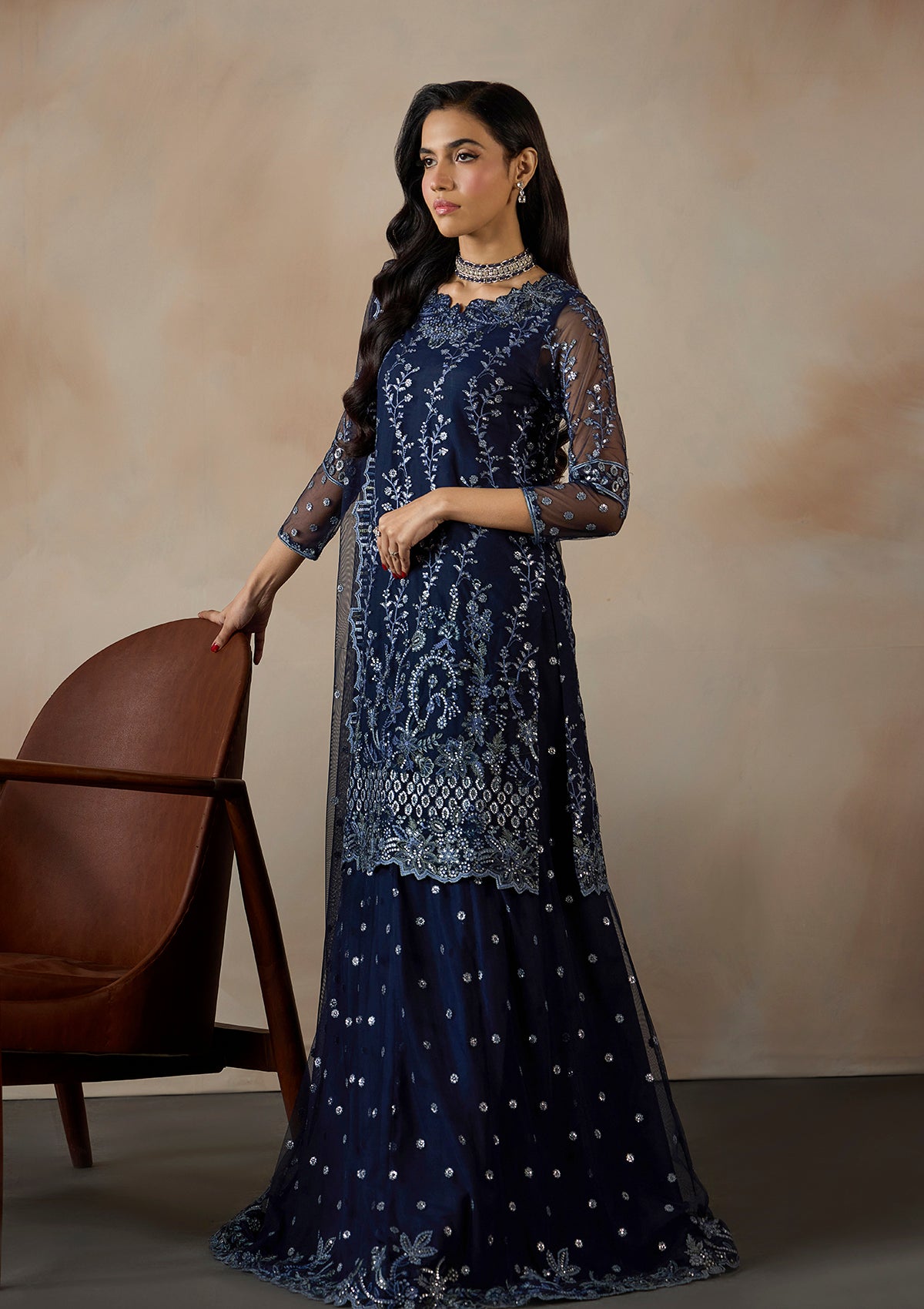 net Unstitched in Navy blue