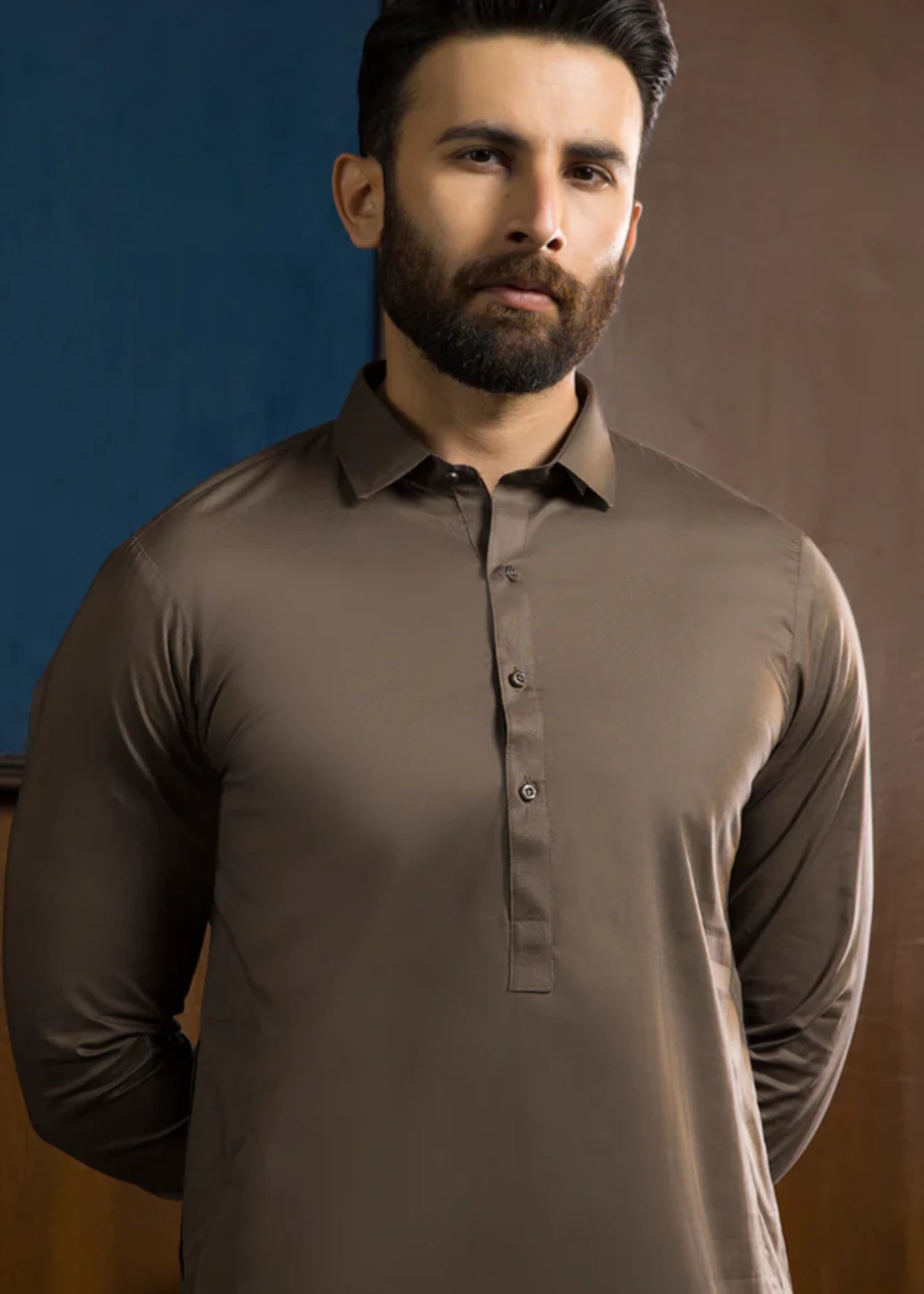 cotton Shalwar Kameez in Brown