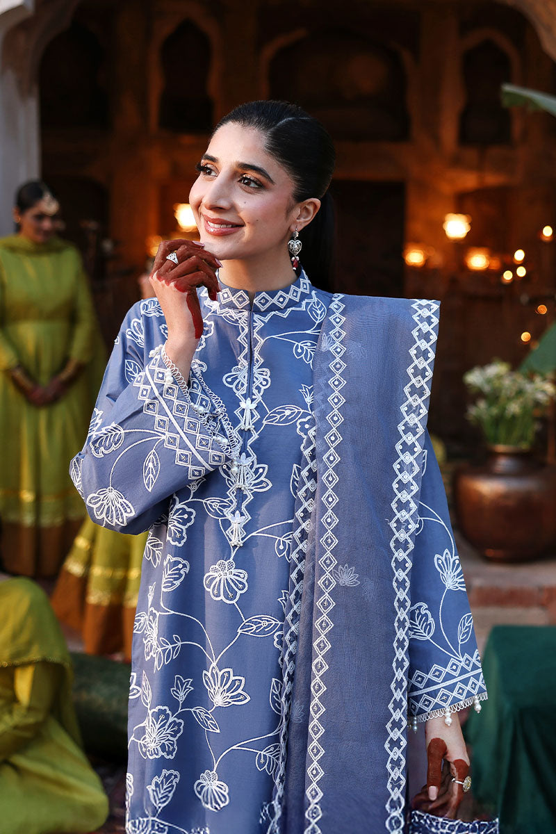 Festive – Ethnic Blue - Embroidered Lawn