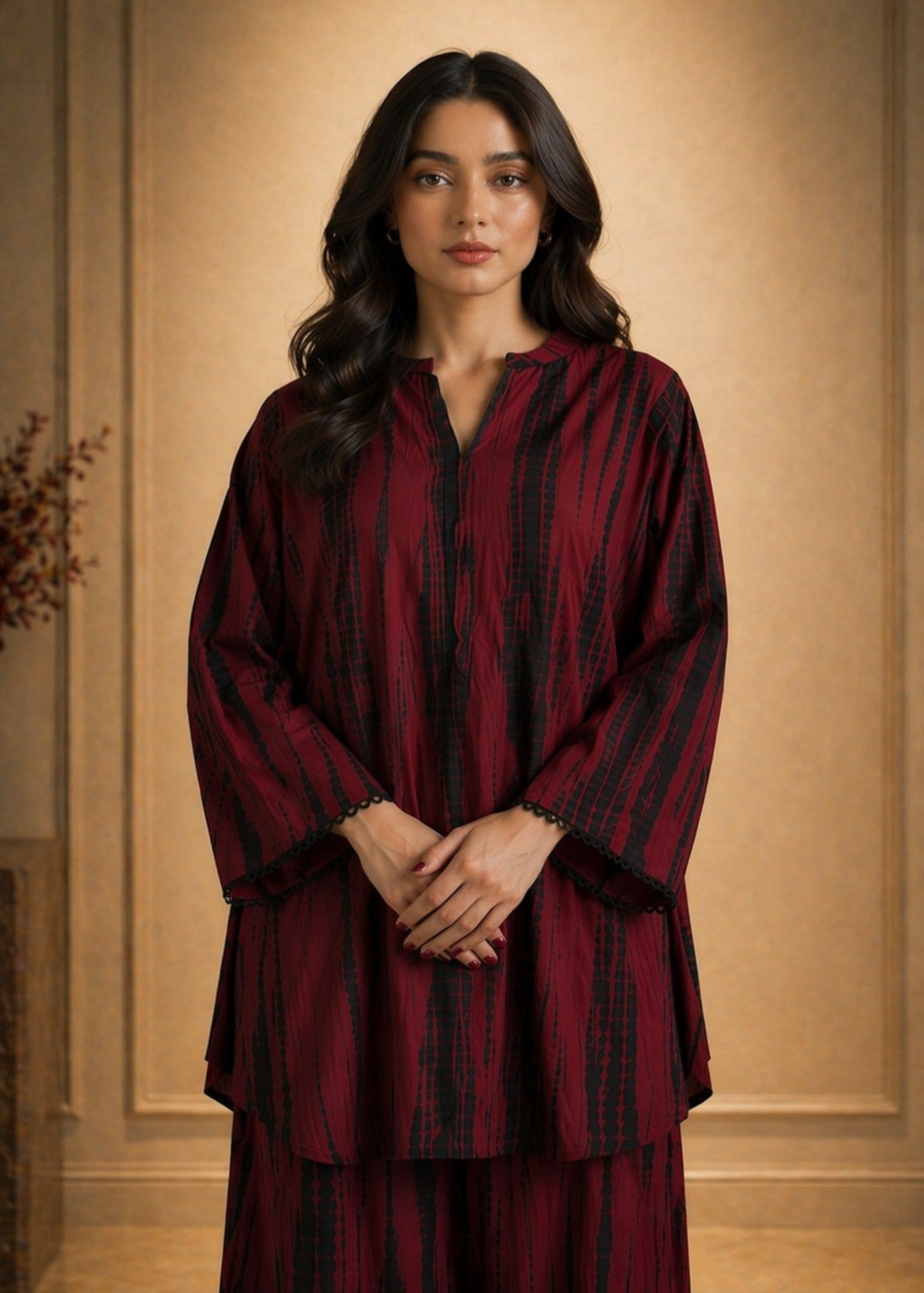 linen Co Ord Sets in Maroon