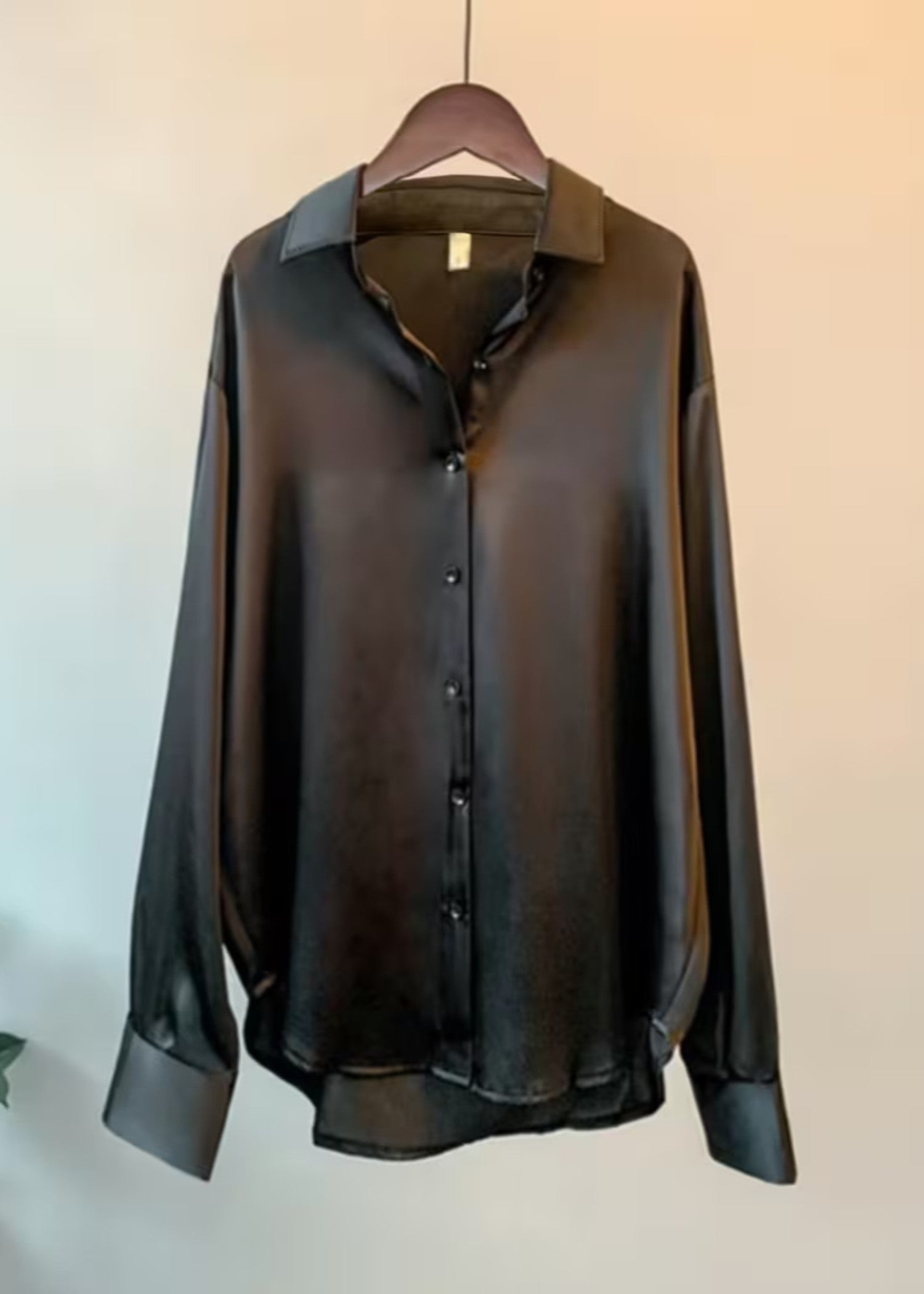satin polyester Formal Shirt in Black