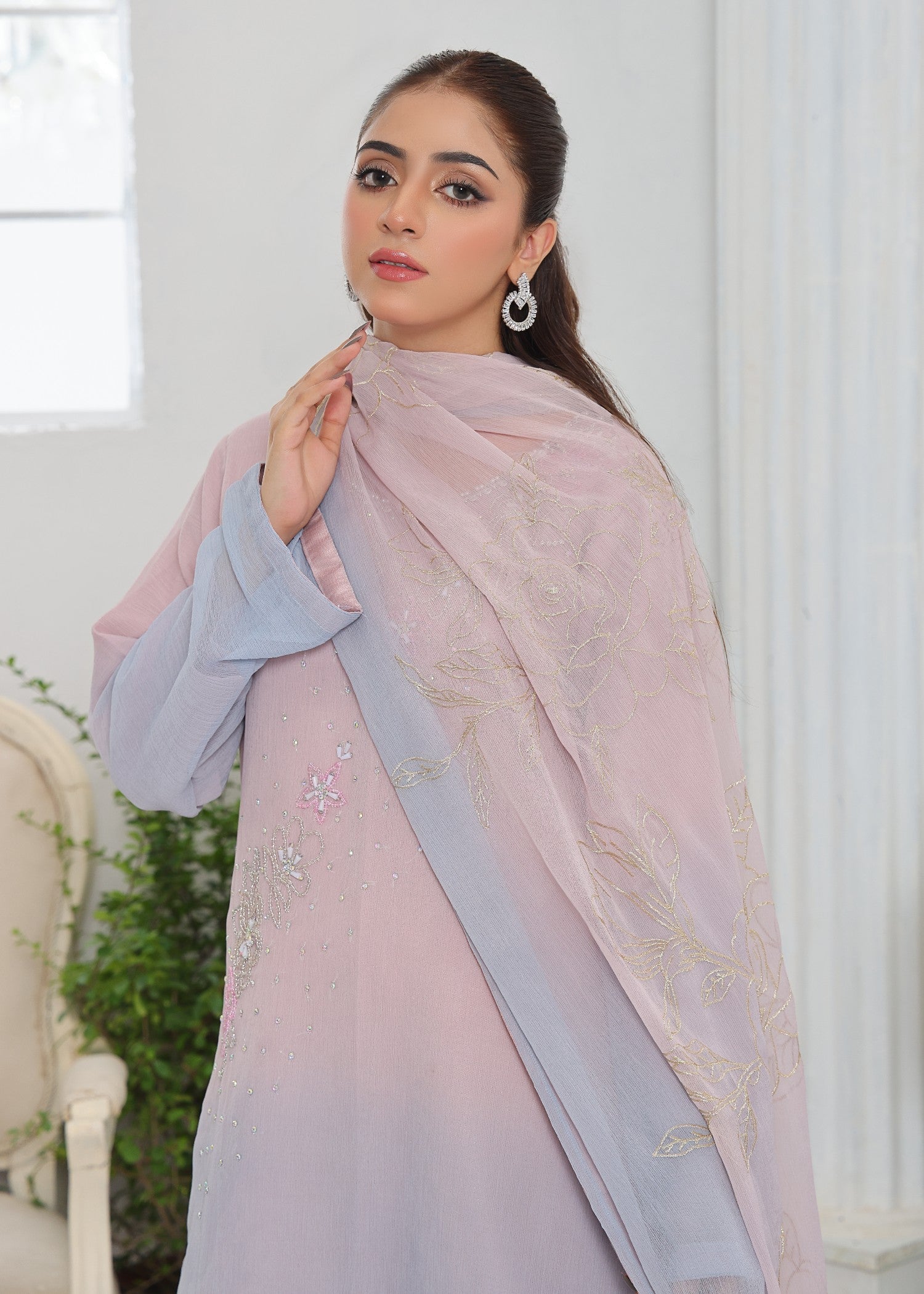 chiffon Kurta Set in Multi