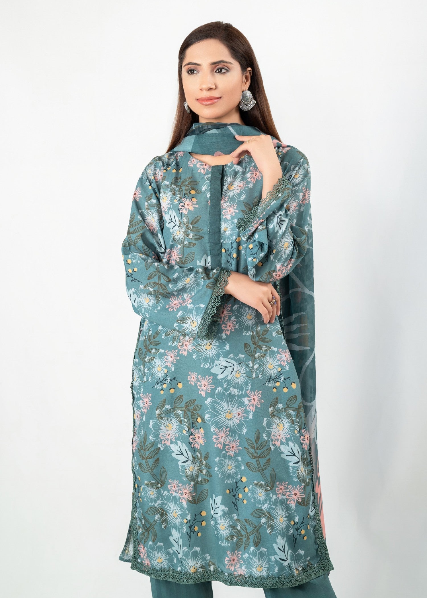 satin Unstitched in Sea green