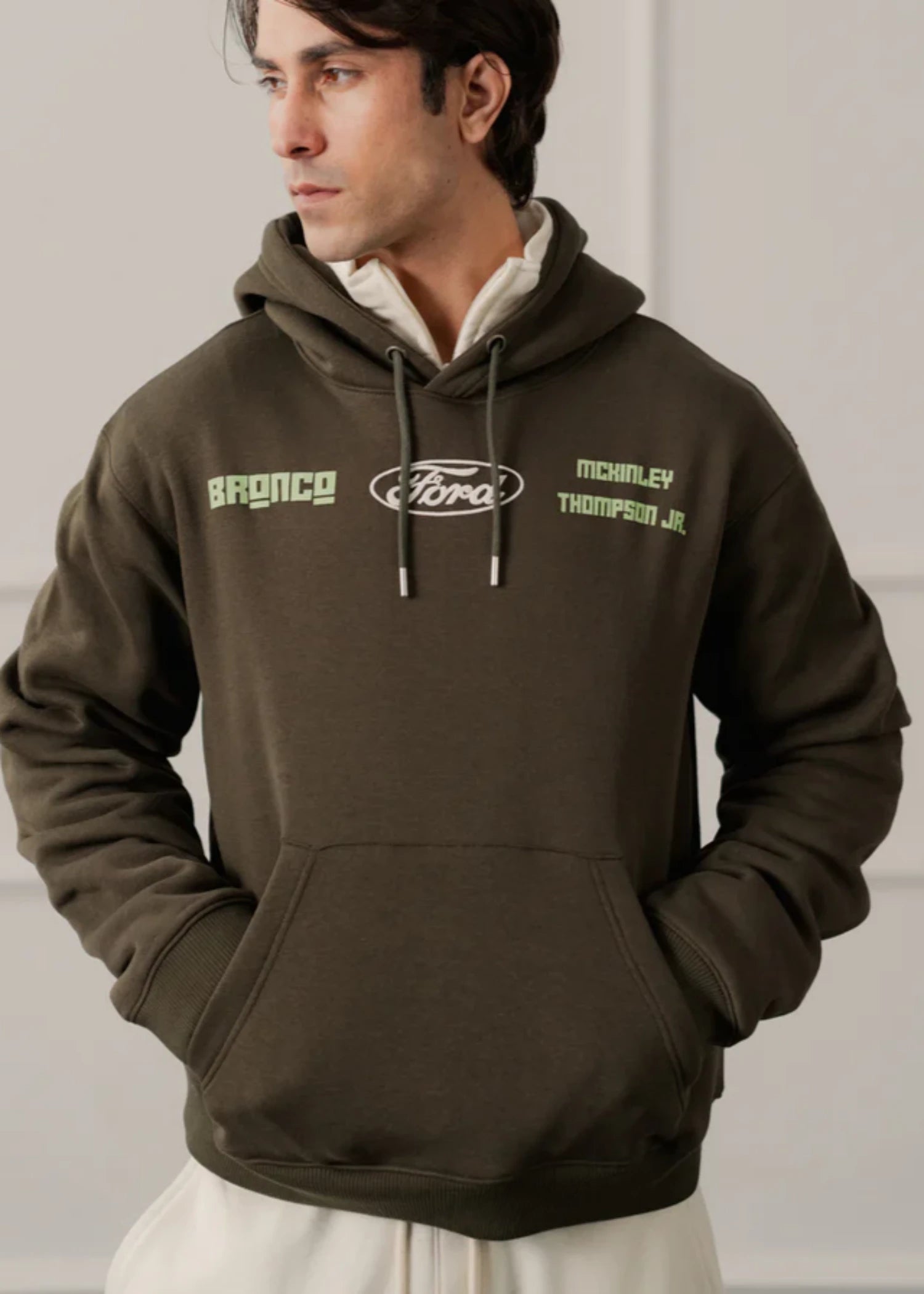 cotton Hoodie in Olive green