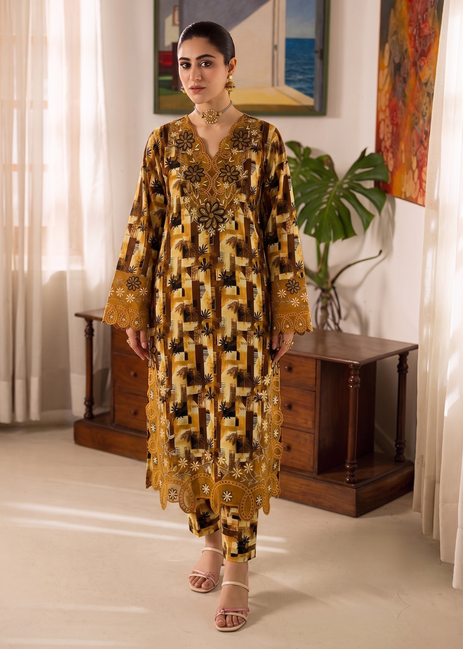 poly grip silk Co Ord Sets in Golden brown