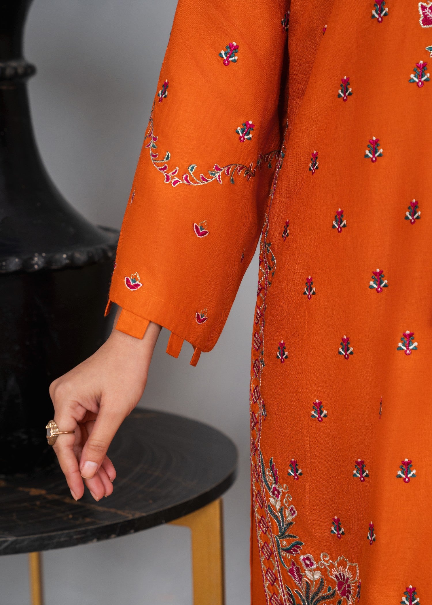 linen Kurta Set in Orange