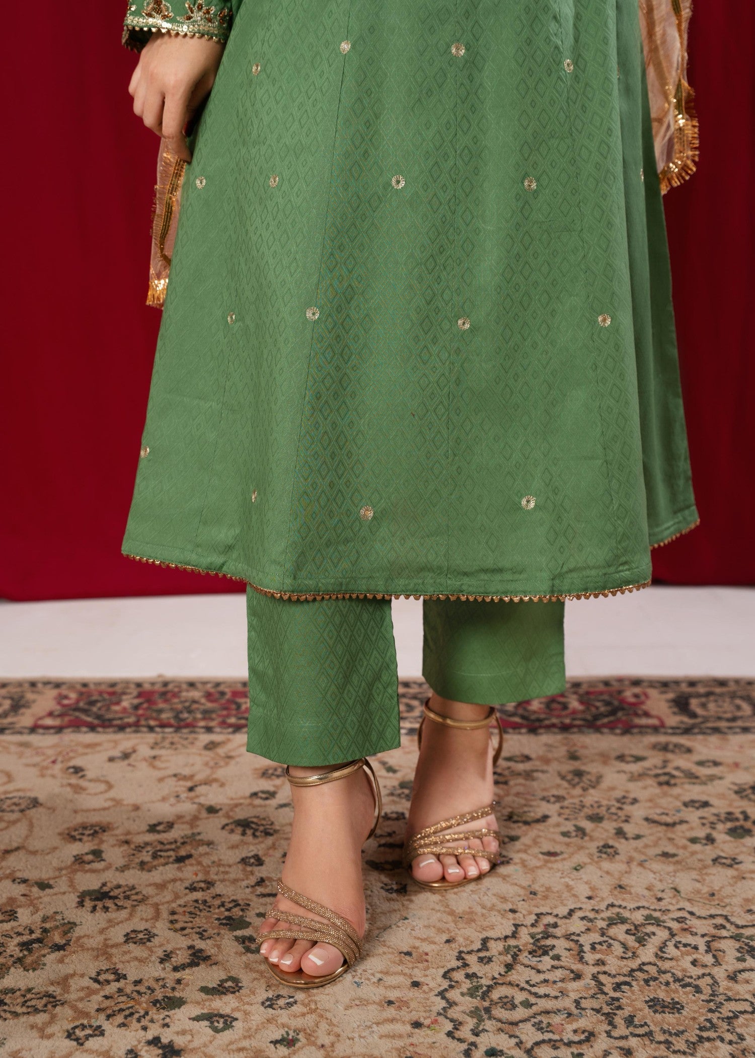 cotton Pishwas in Sea green