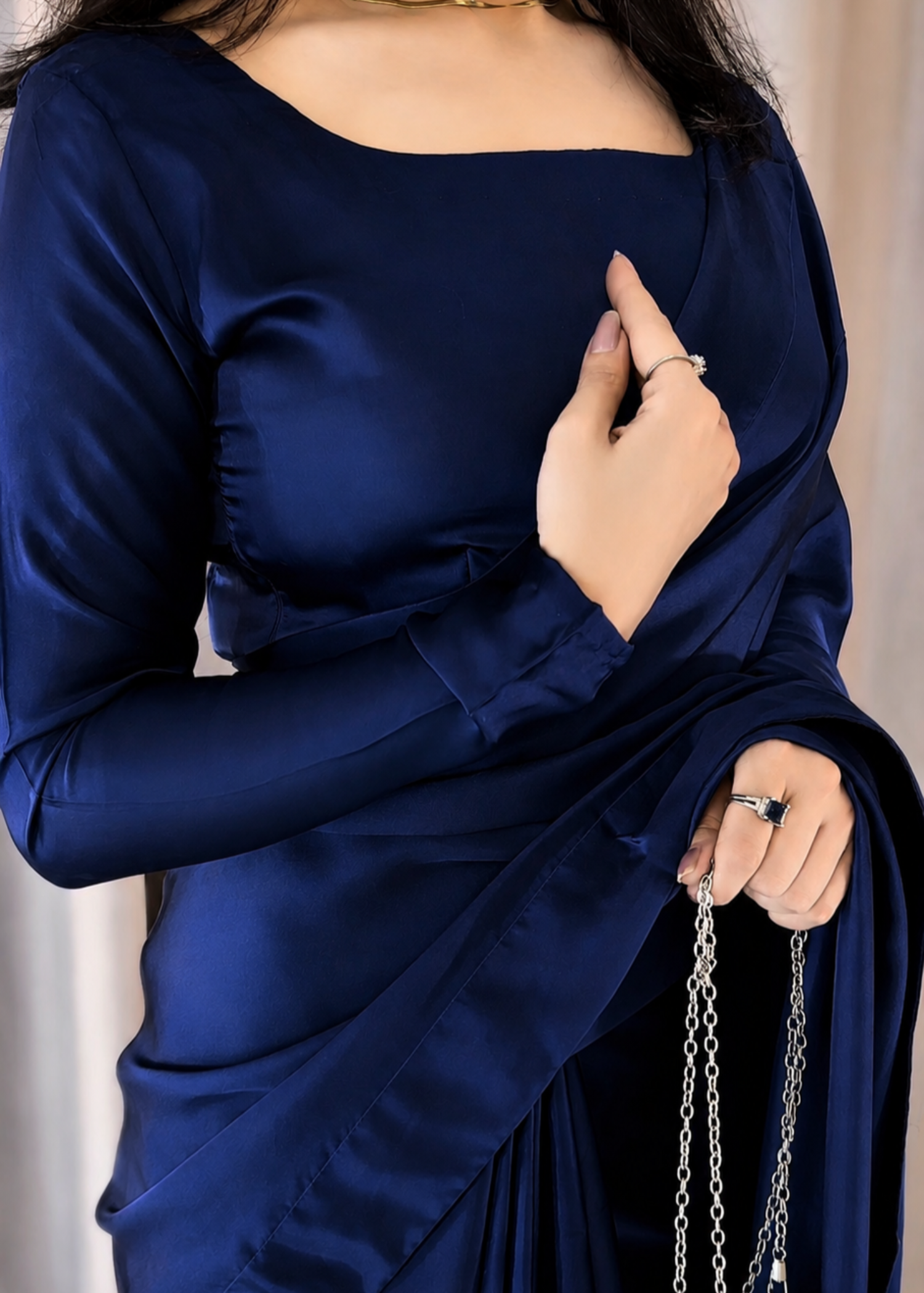 silk Saree in Navy blue