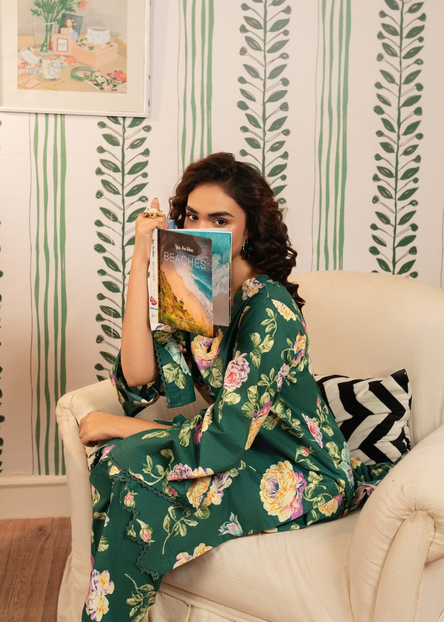 lawn cotton Co Ord Sets in Forest green