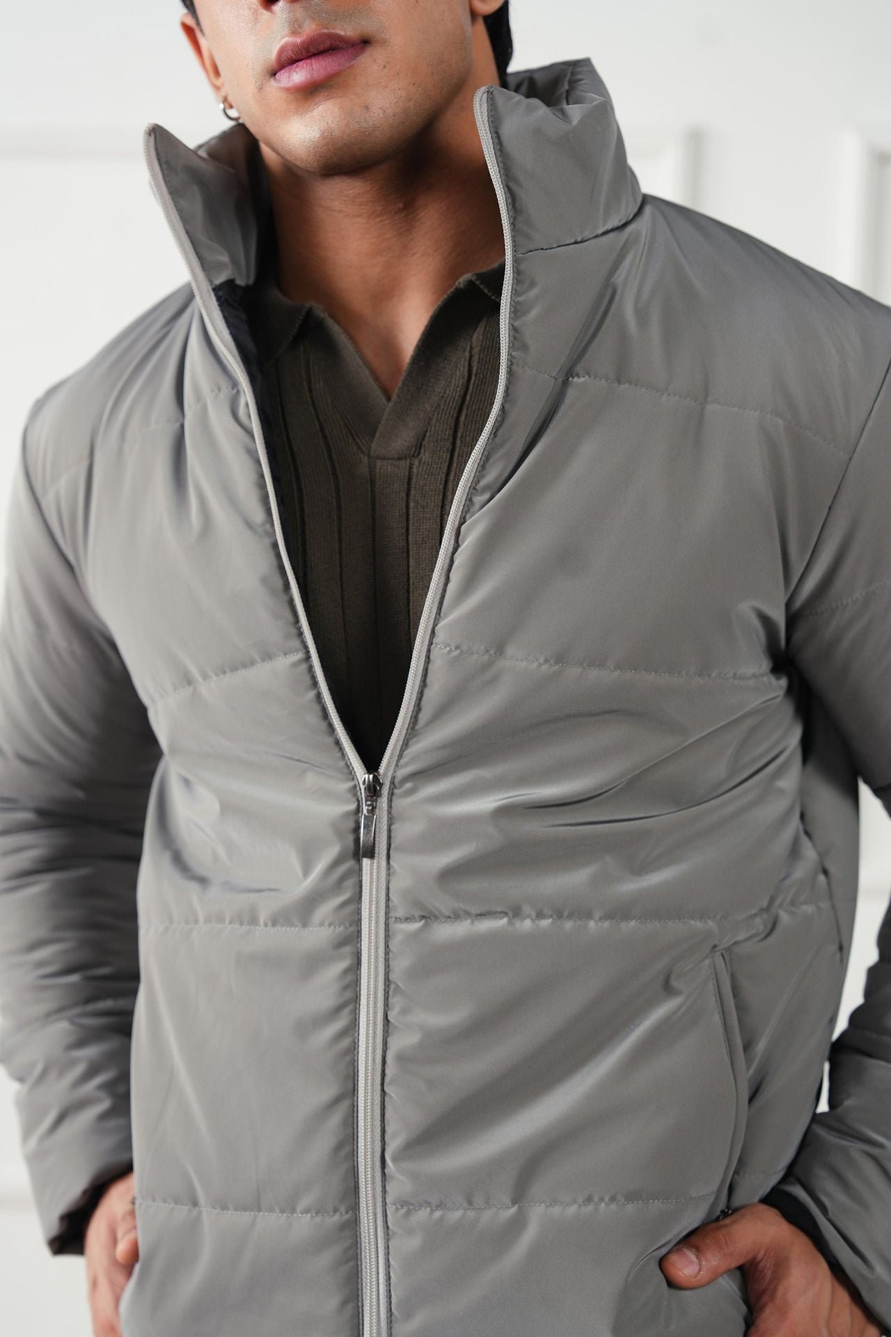 pure polyester Jacket in Light grey