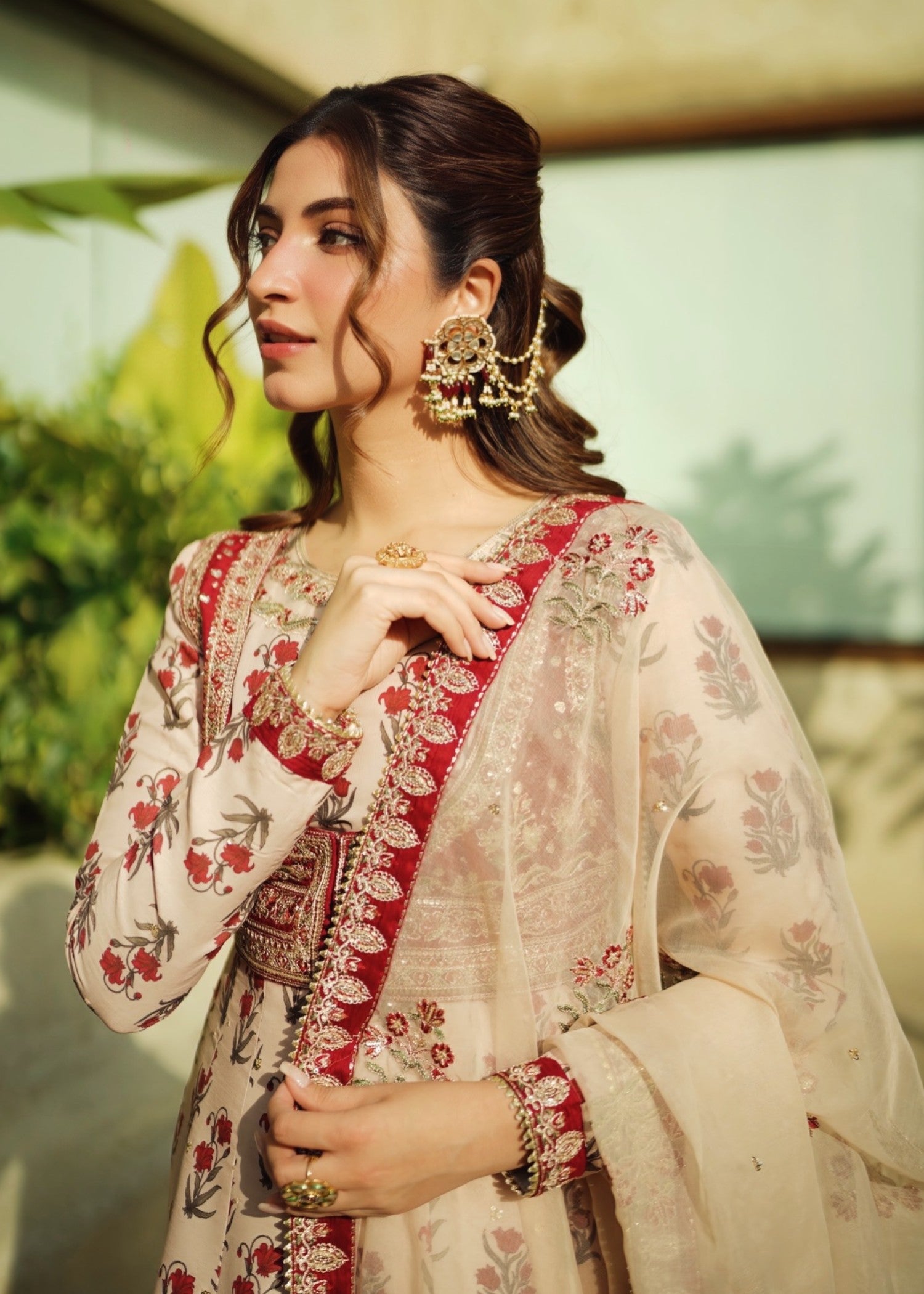 raw silk Maxi in Cream