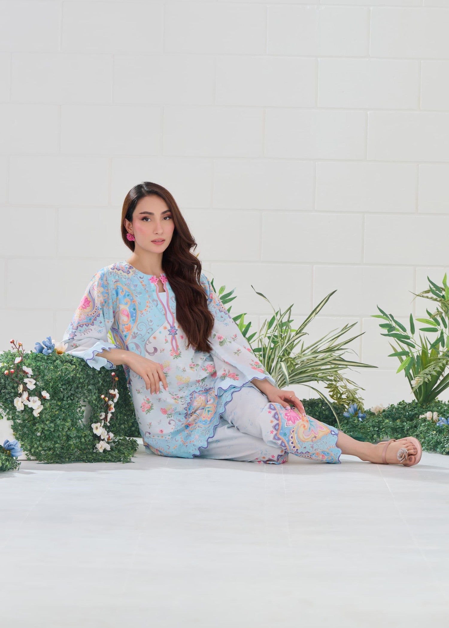 raw silk Co Ord Sets in Ice blue