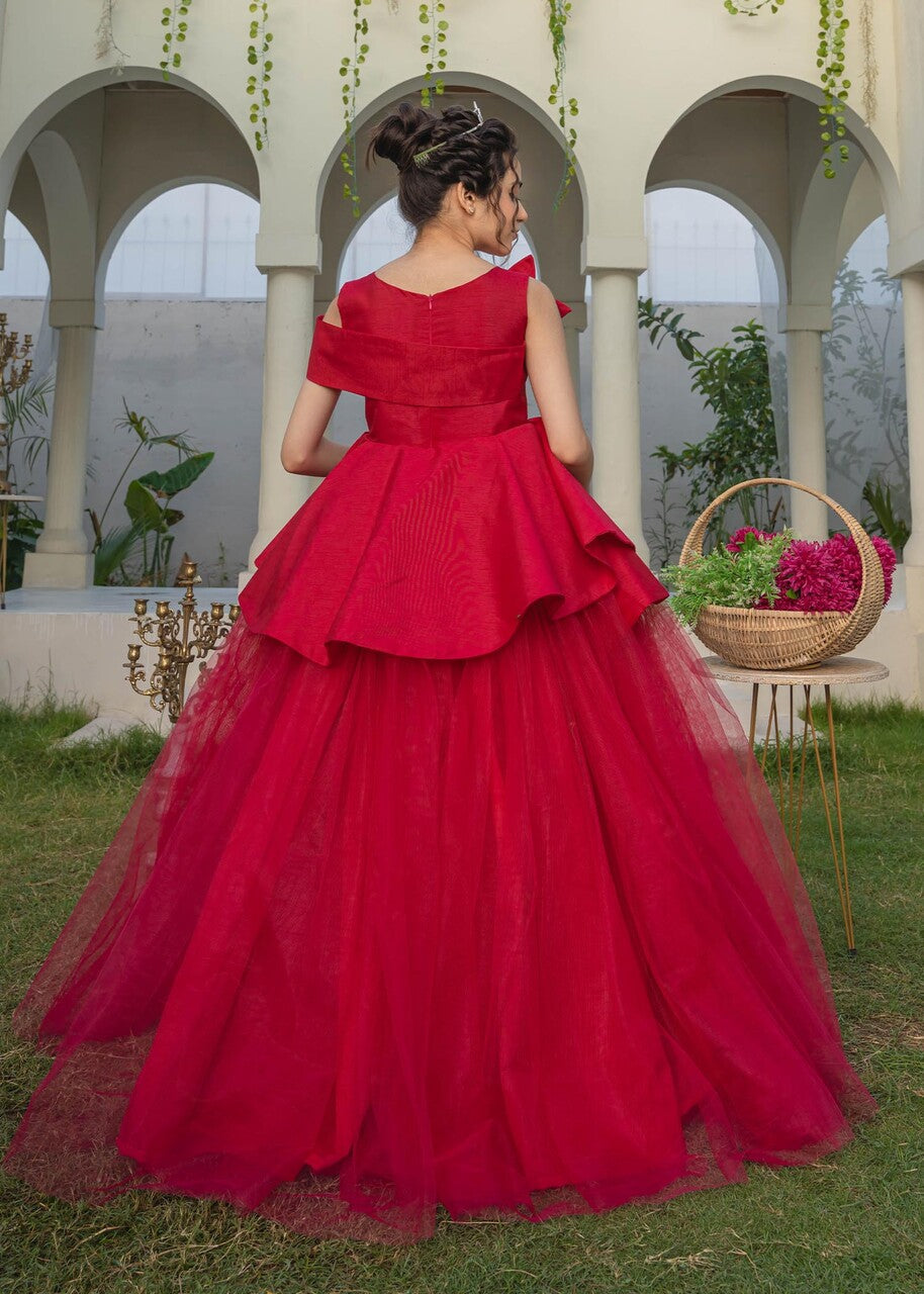net Frock in Hot pink