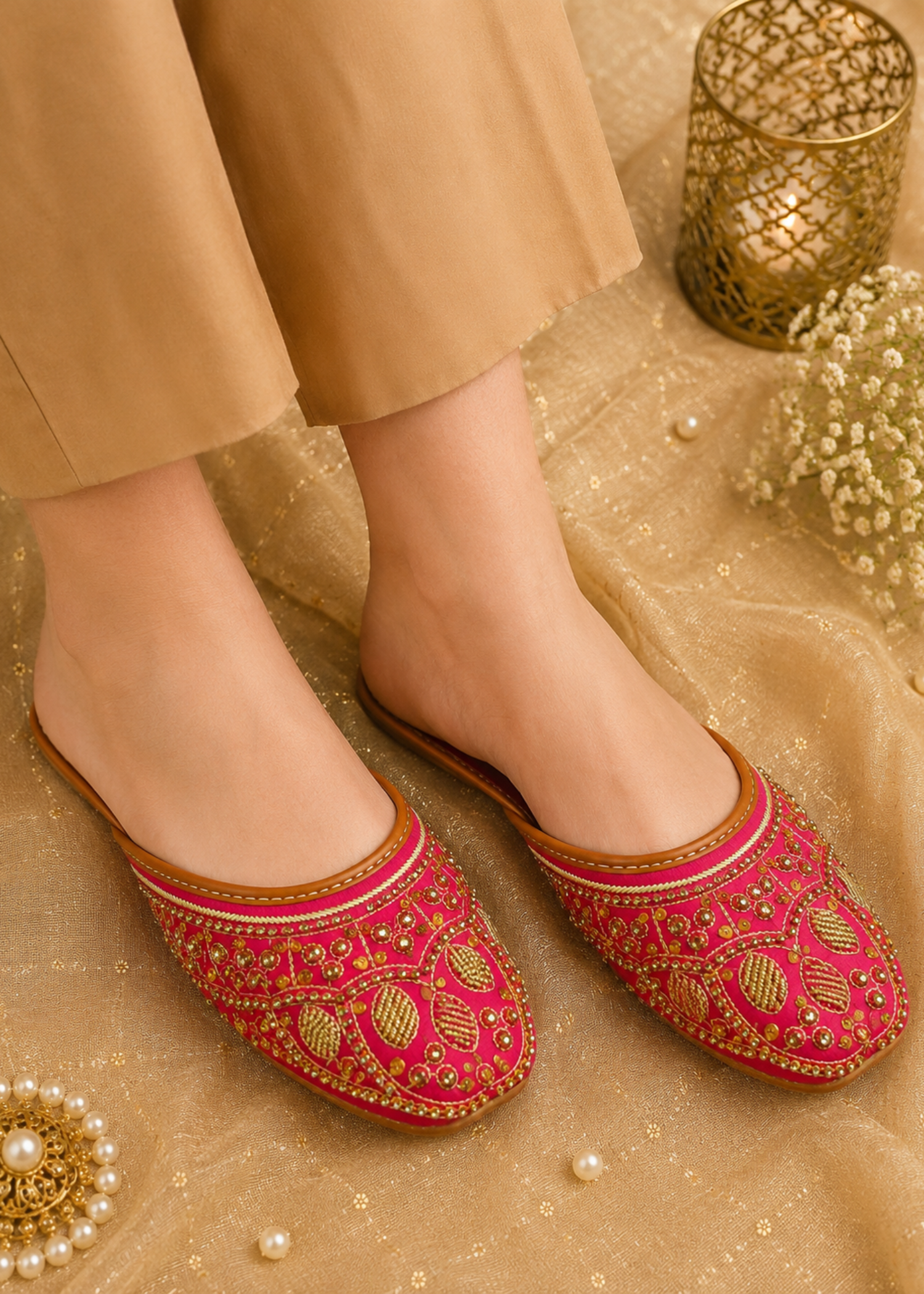 Khussa in Deep pink by - High Quality Women Khussa QYS7631