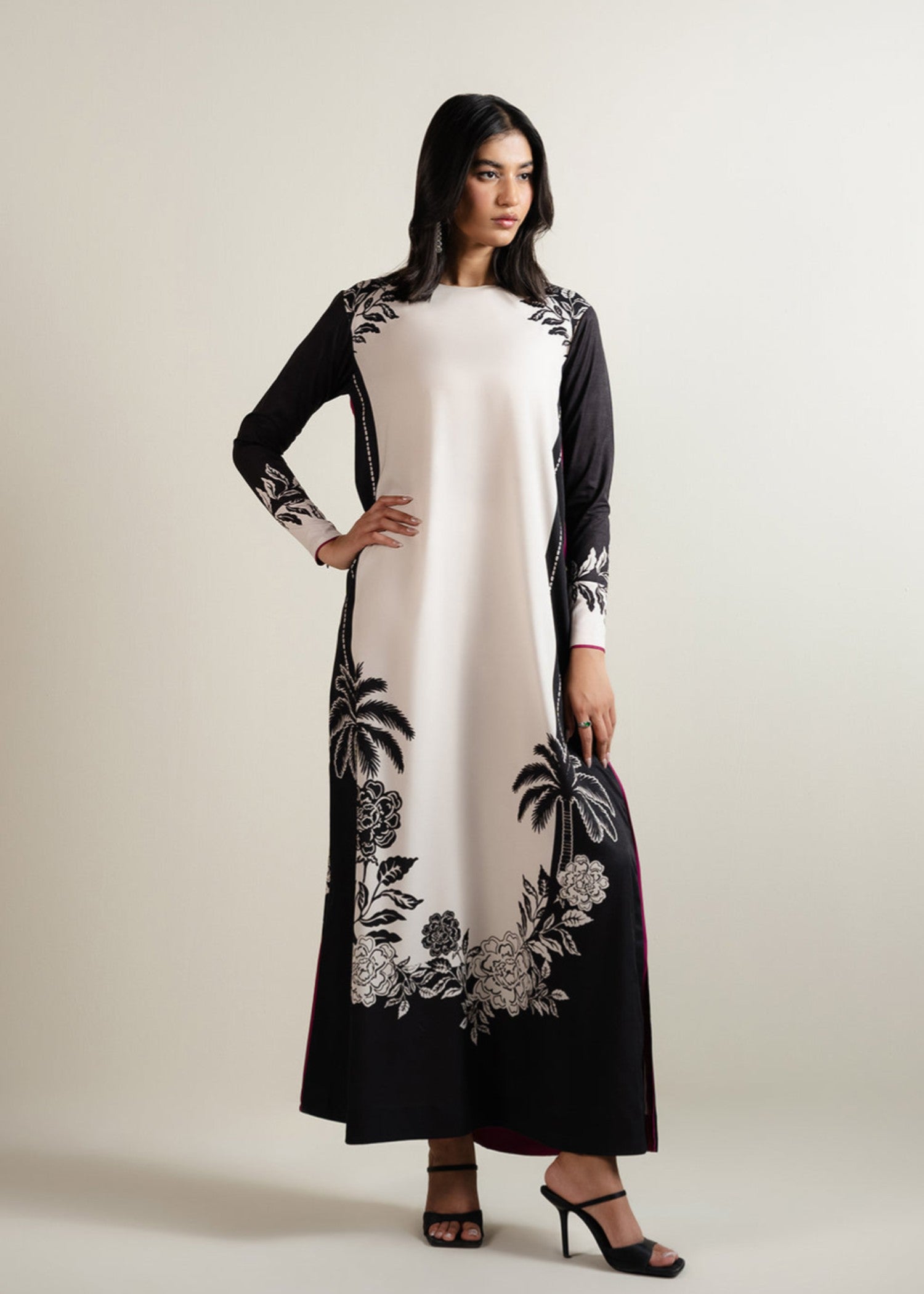 poly lawn Kurta Set in Ink