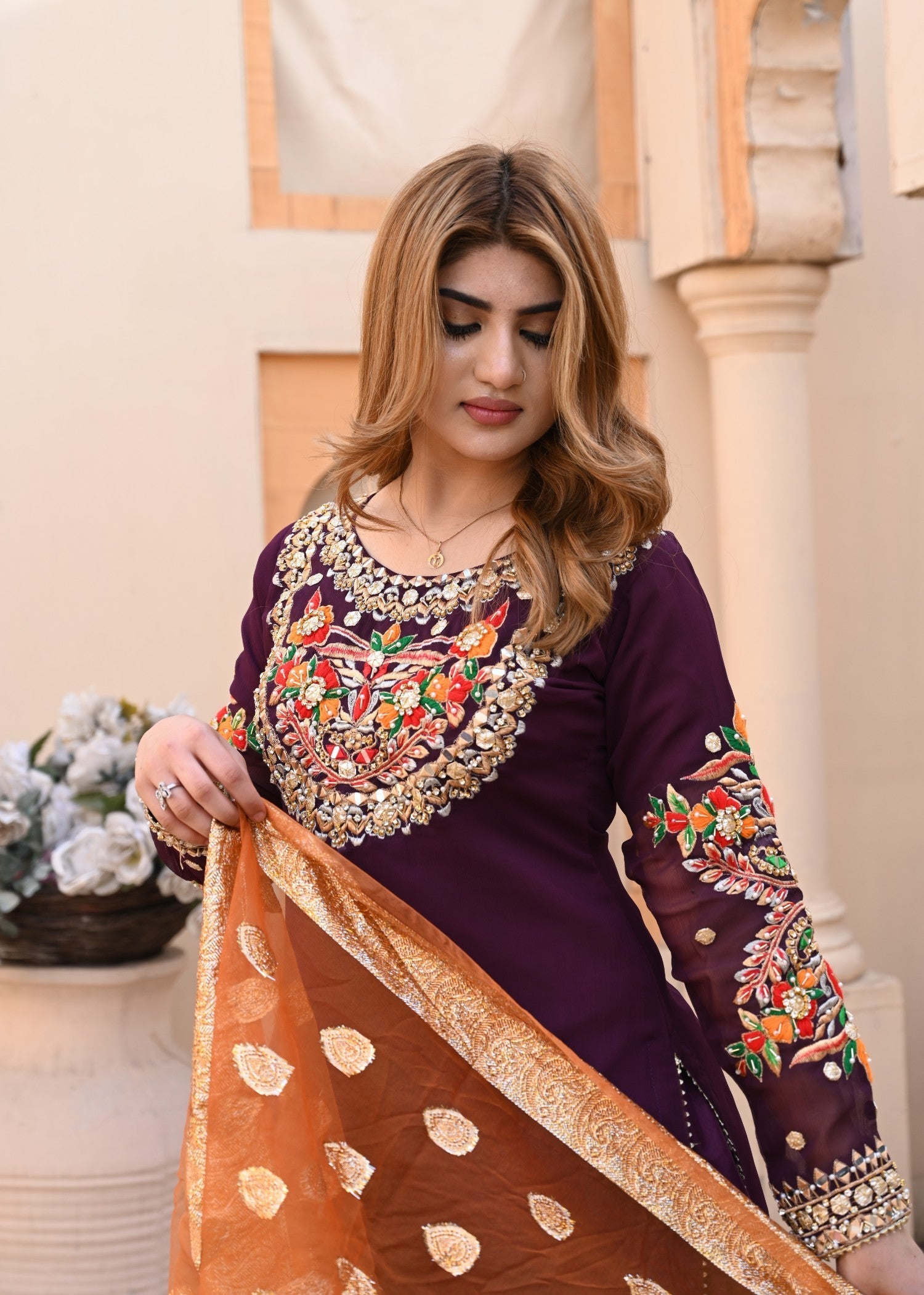 chiffon Sharara in Purple