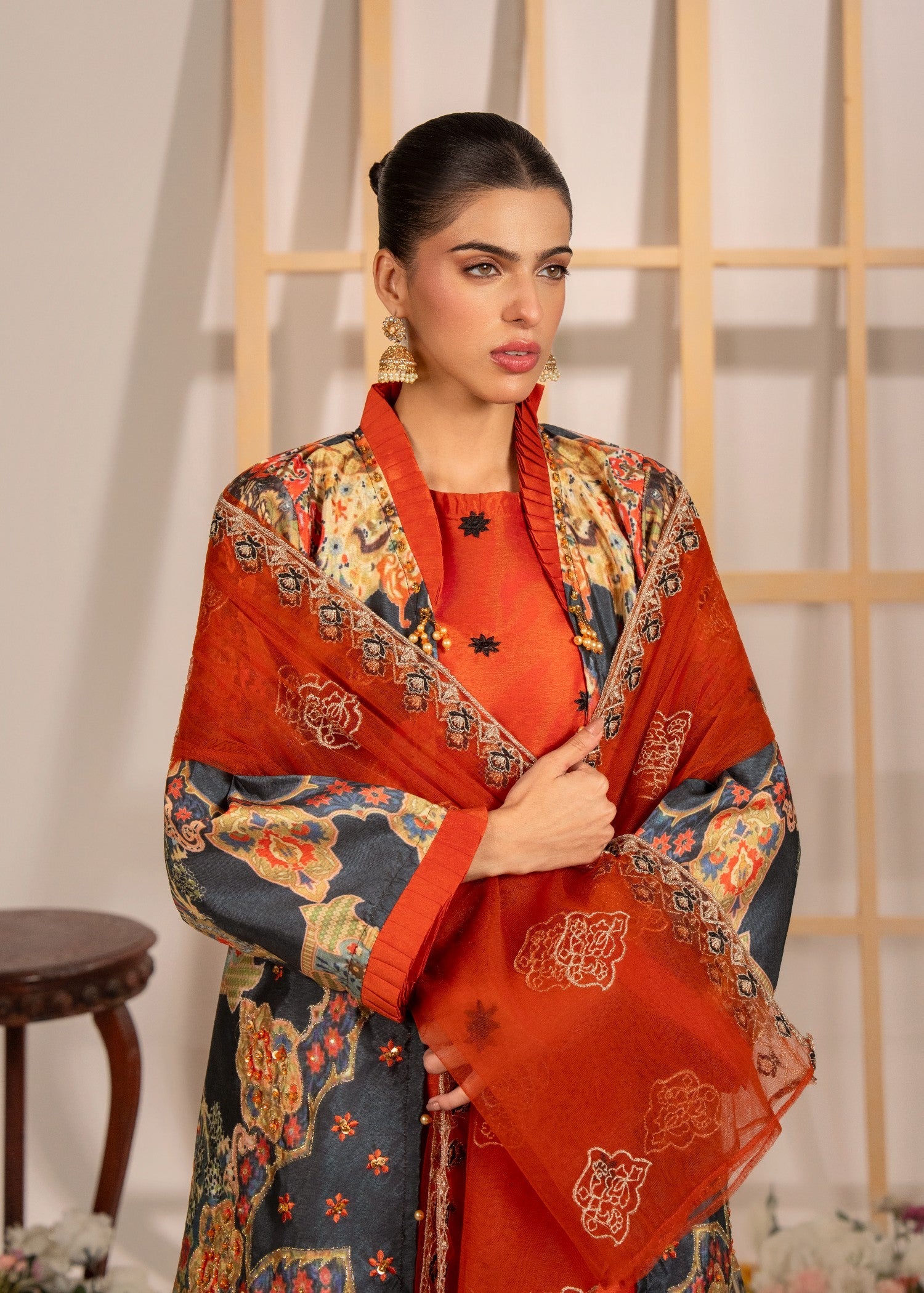 raw silk Gown in Multi