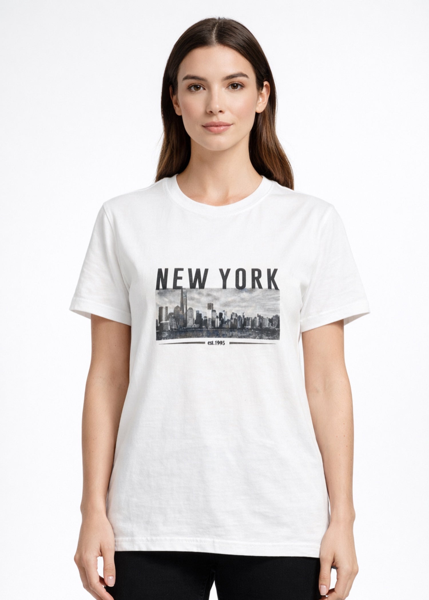 cotton T Shirt in Black, off-white