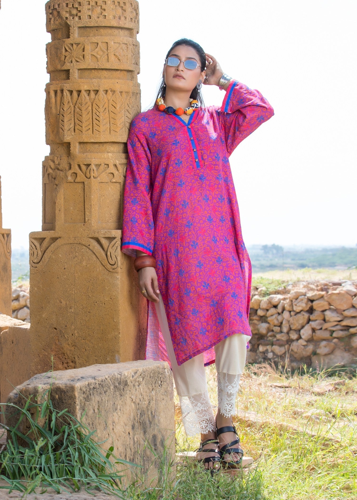cotton Kurti in Magenta