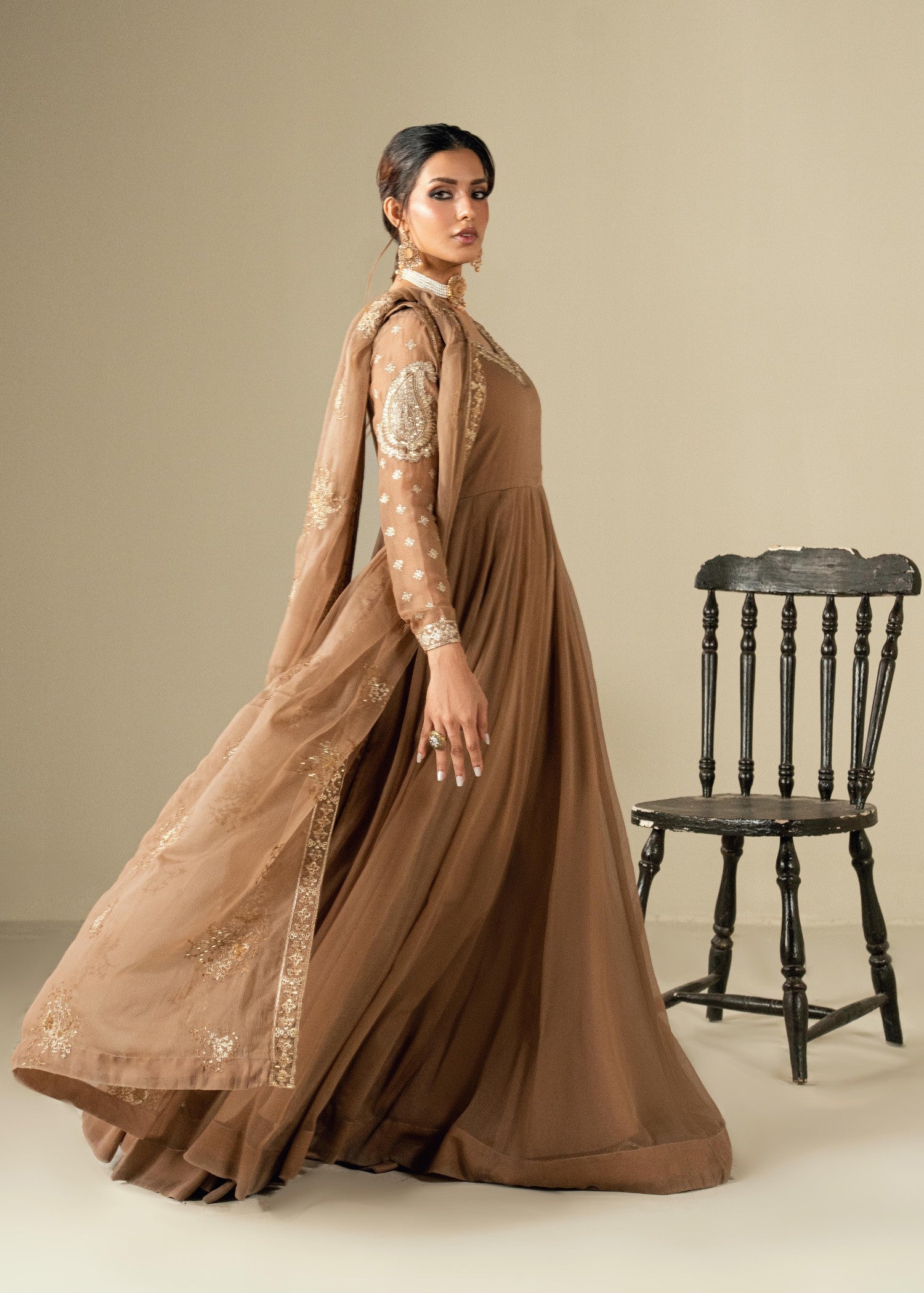 chiffon Maxi in Caramel brown