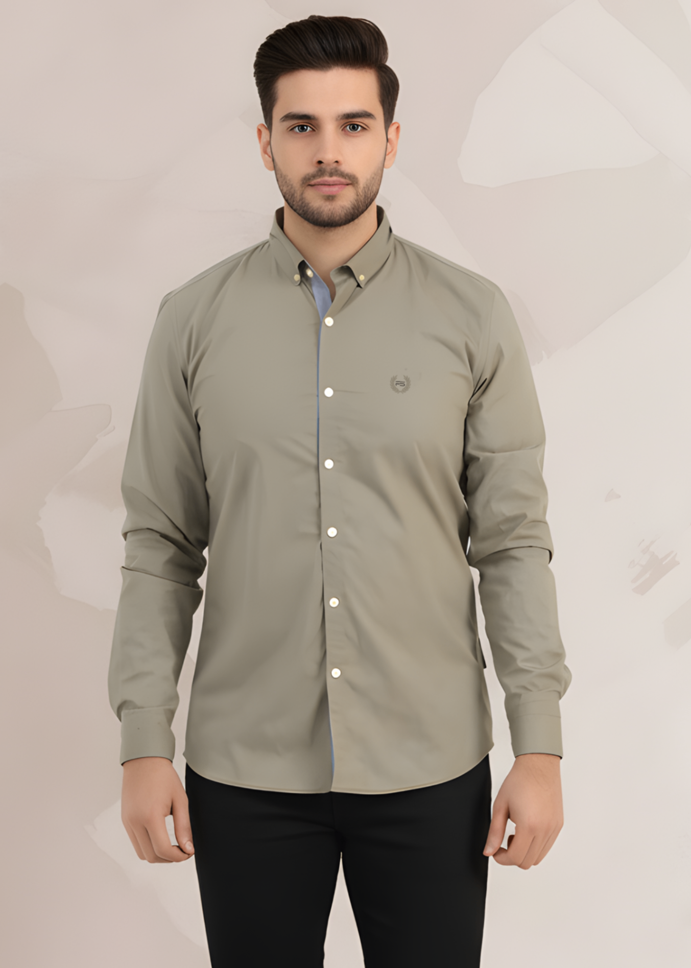cotton Casual Shirt in Olive green by Pinstripe