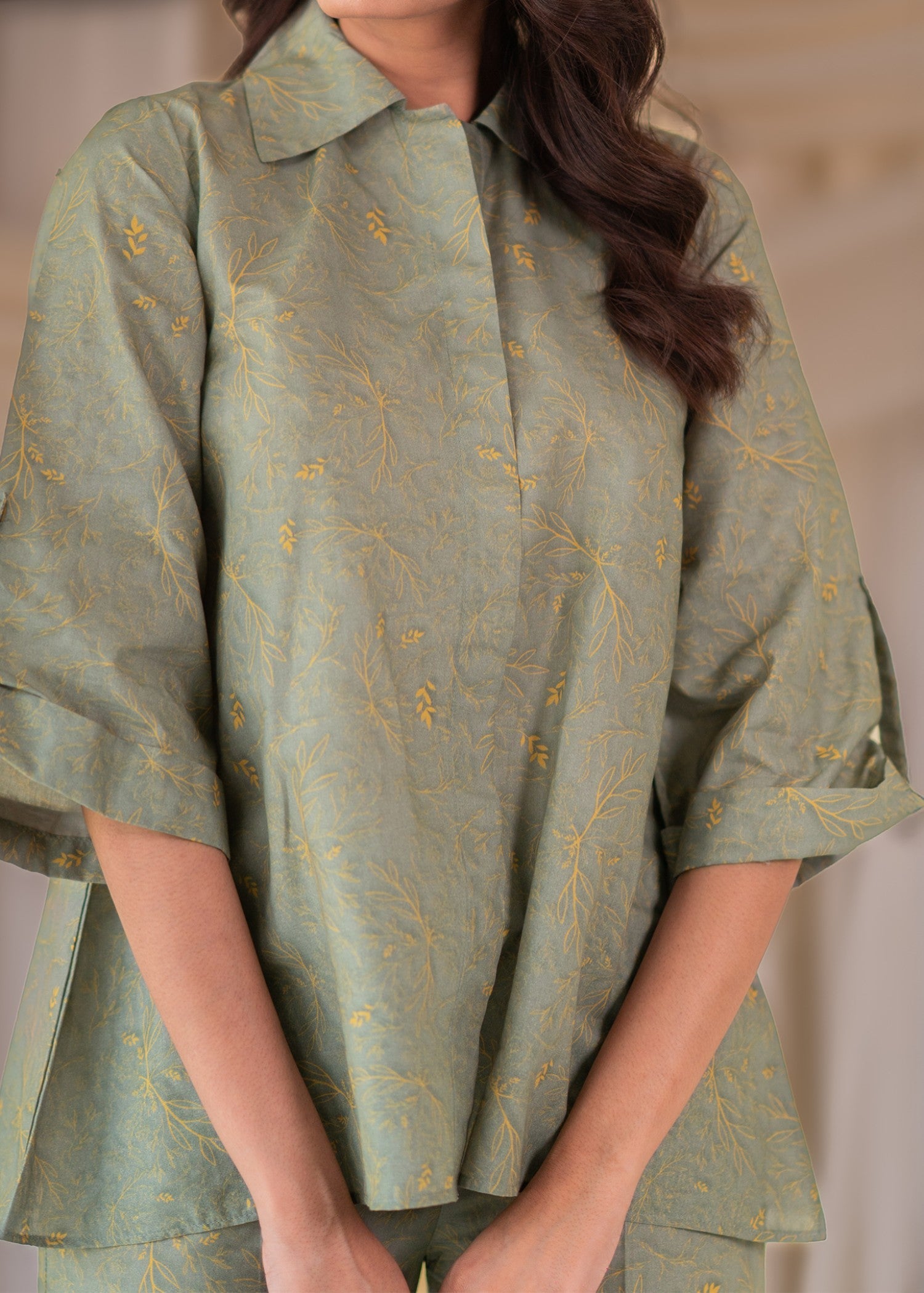 cotton satin Co Ord Sets in Olive green