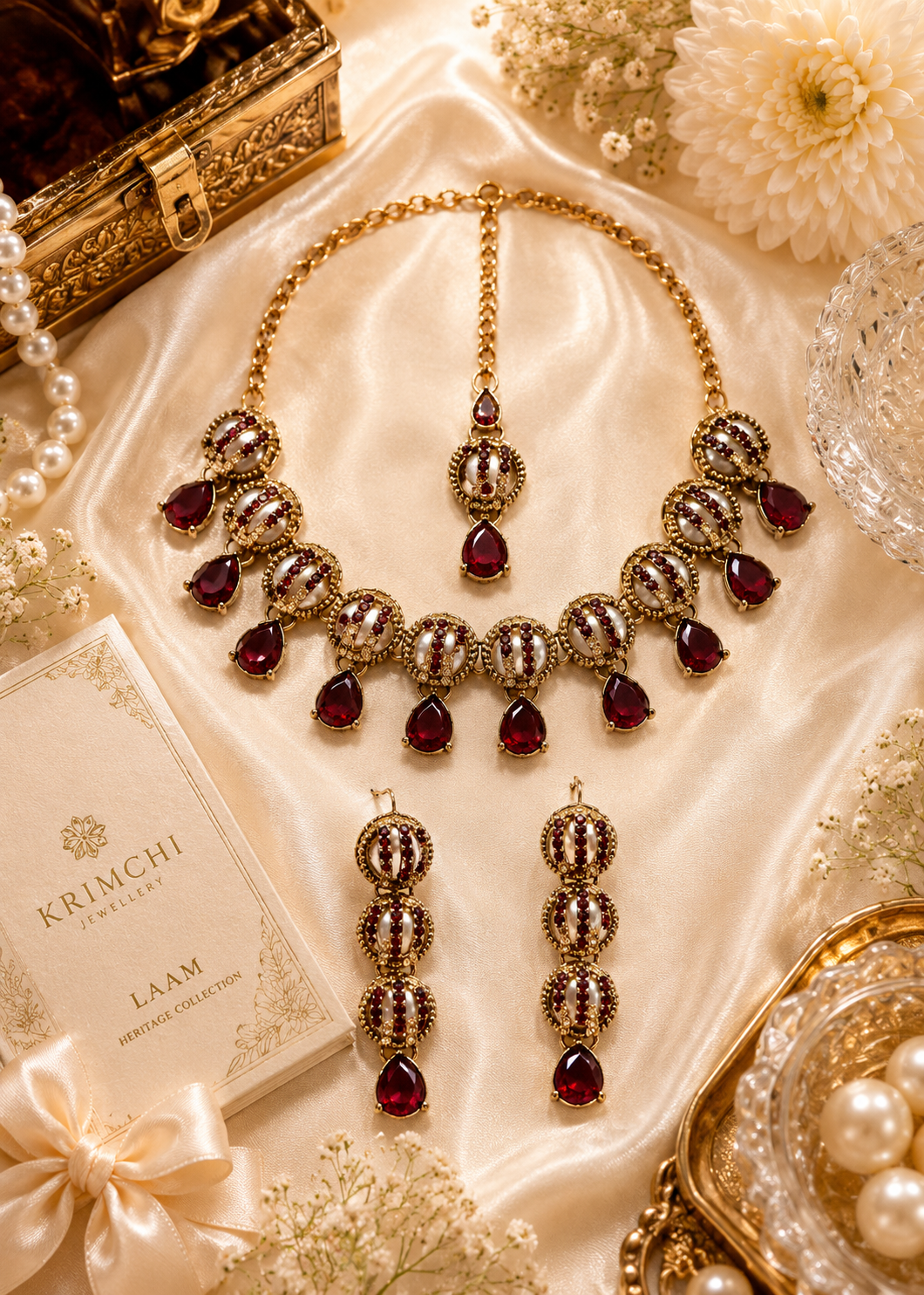 Jewelry Set in Maroon Color by - Trendy Women Jewelry Set HEN2524