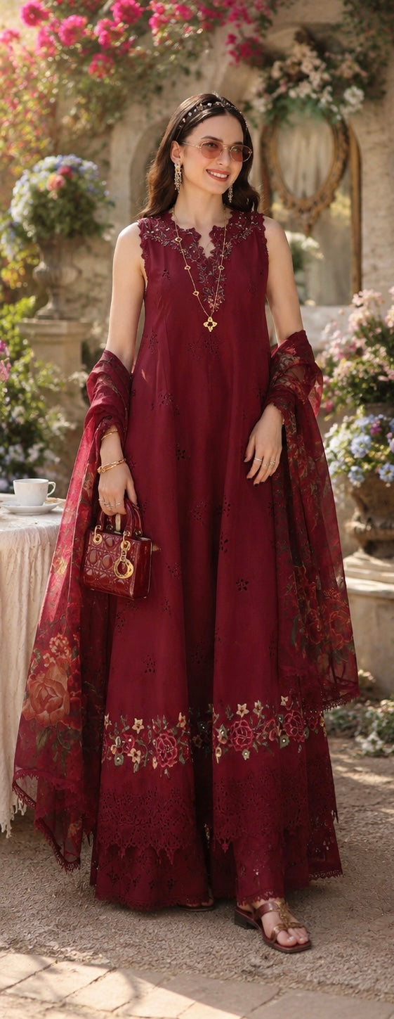 Noor Eid Printskhas Lawn – D14 – Ruby Royale