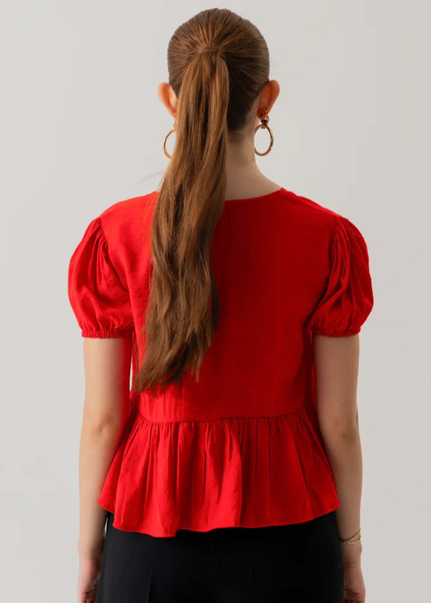 poly silk Top in Red