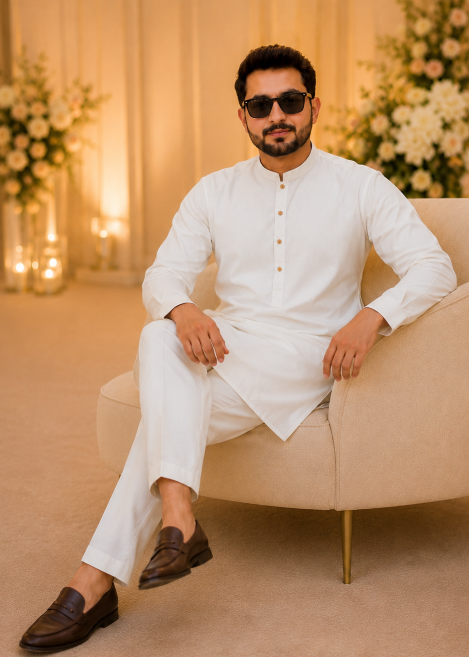 jamawar Prince Coat in Mint green