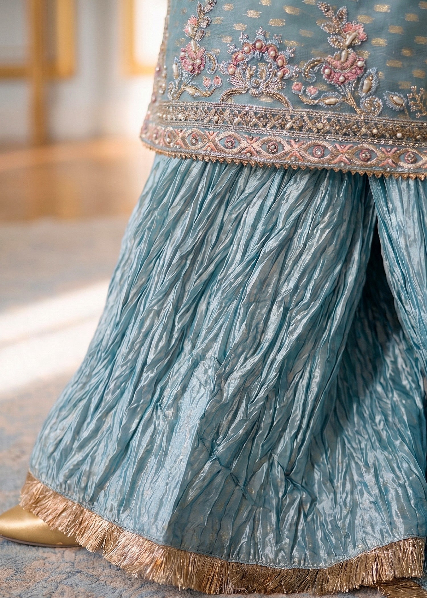net Sharara in Ice blue