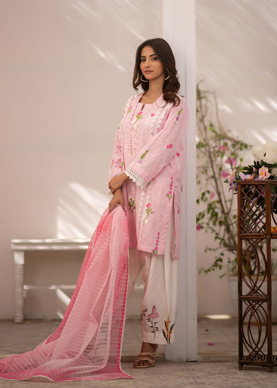 chikankari cotton Kurta Set in Pink