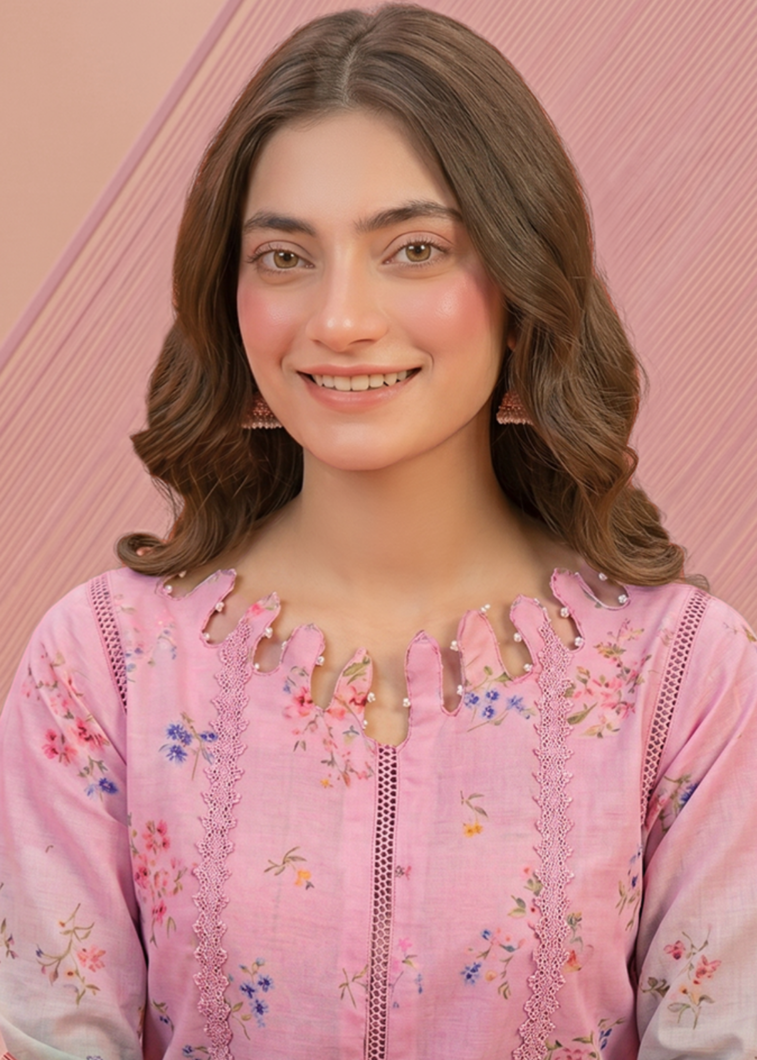 lawn Unstitched in Blush pink, cotton candy pink