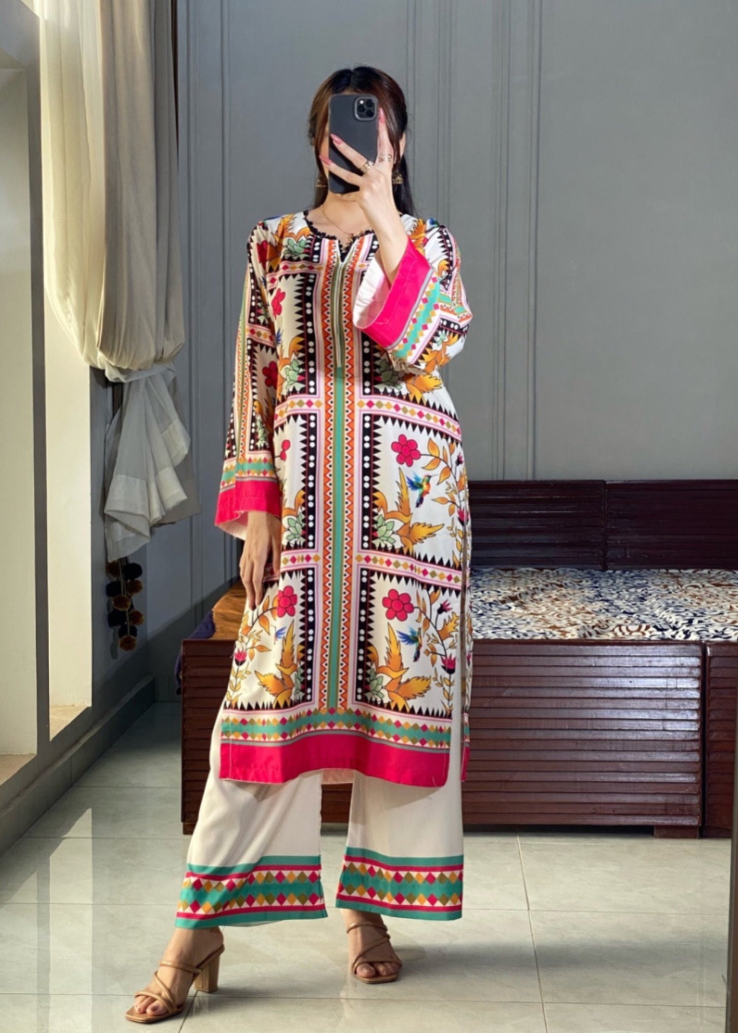 slub lawn Co Ord Sets in Beige