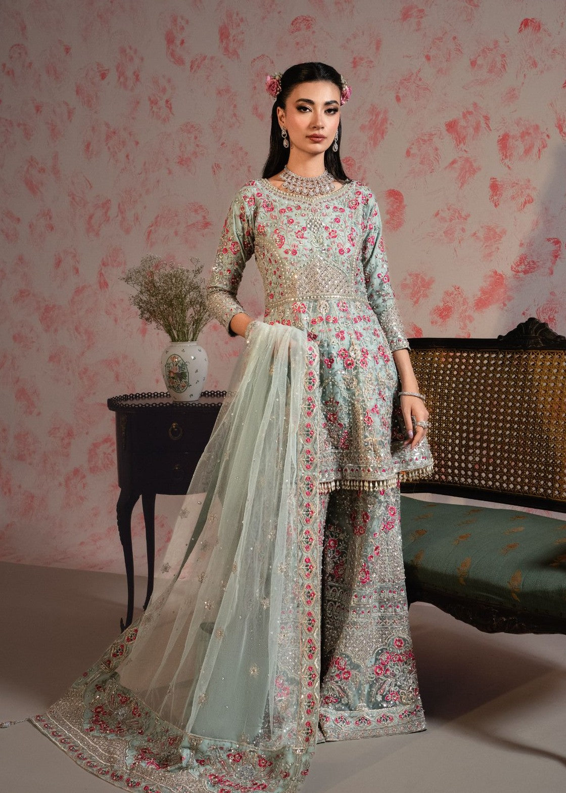 net Sharara in Ice blue