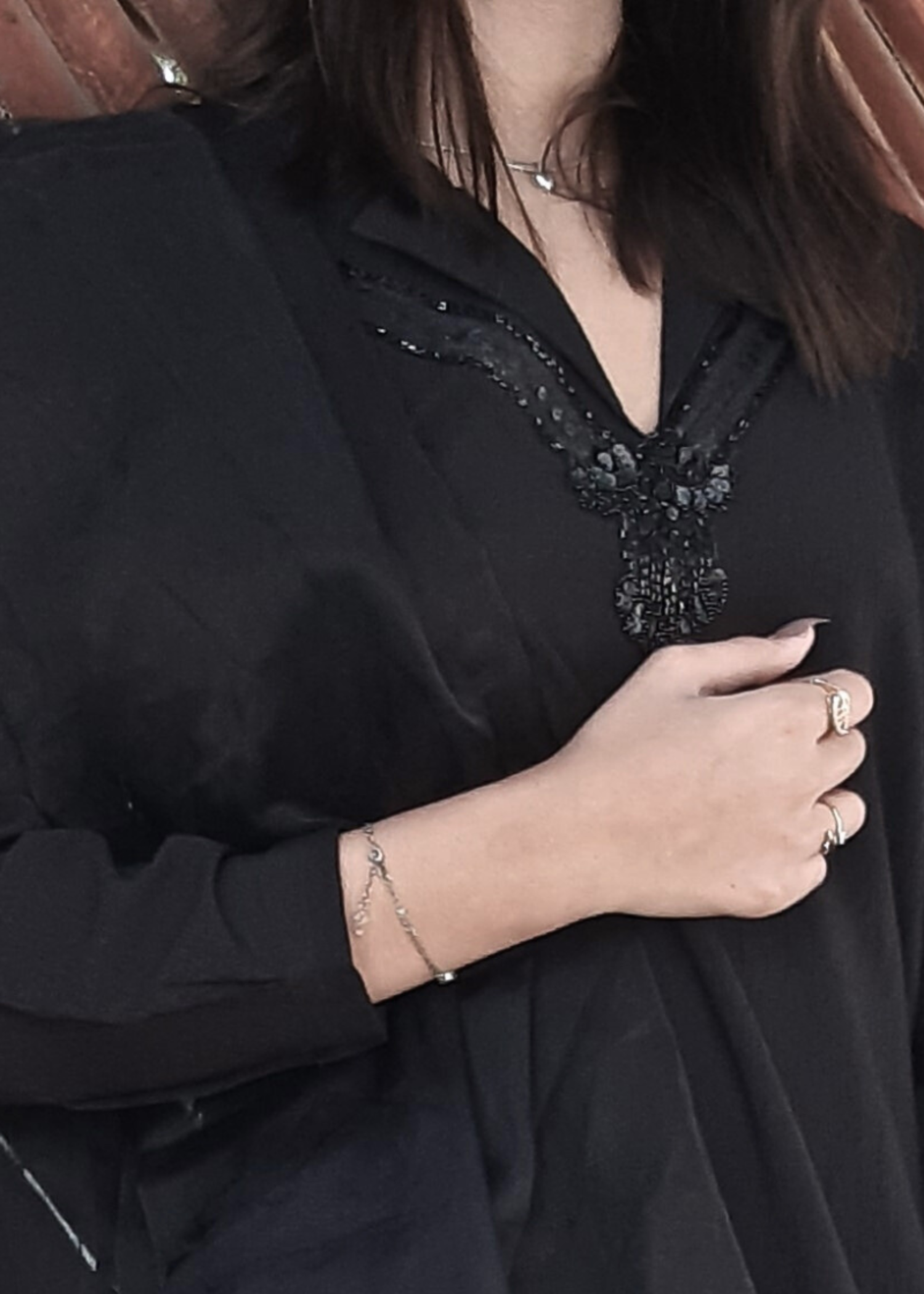 textured grip Kurta Set in Black