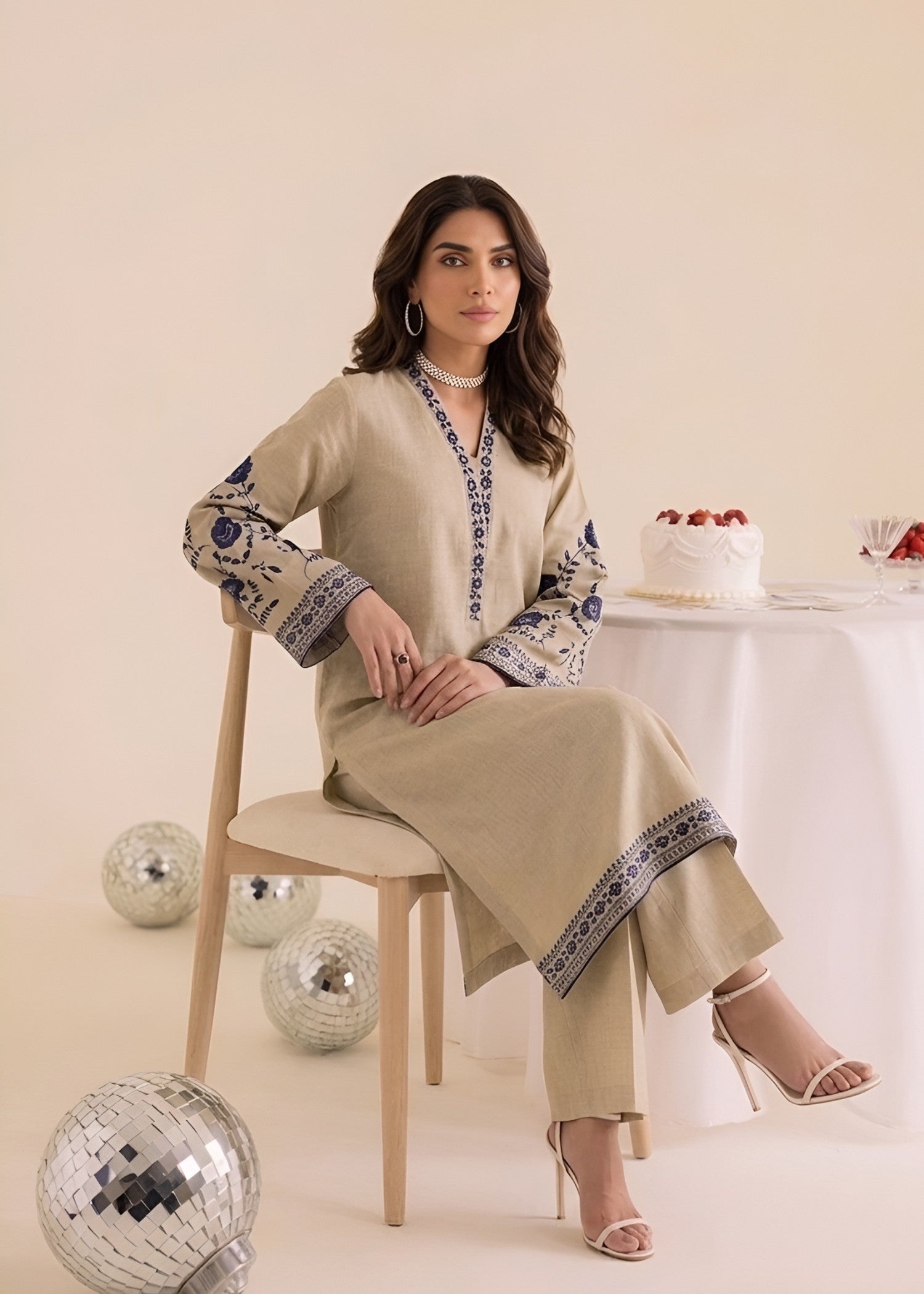 linen Kurta Set in Antique white