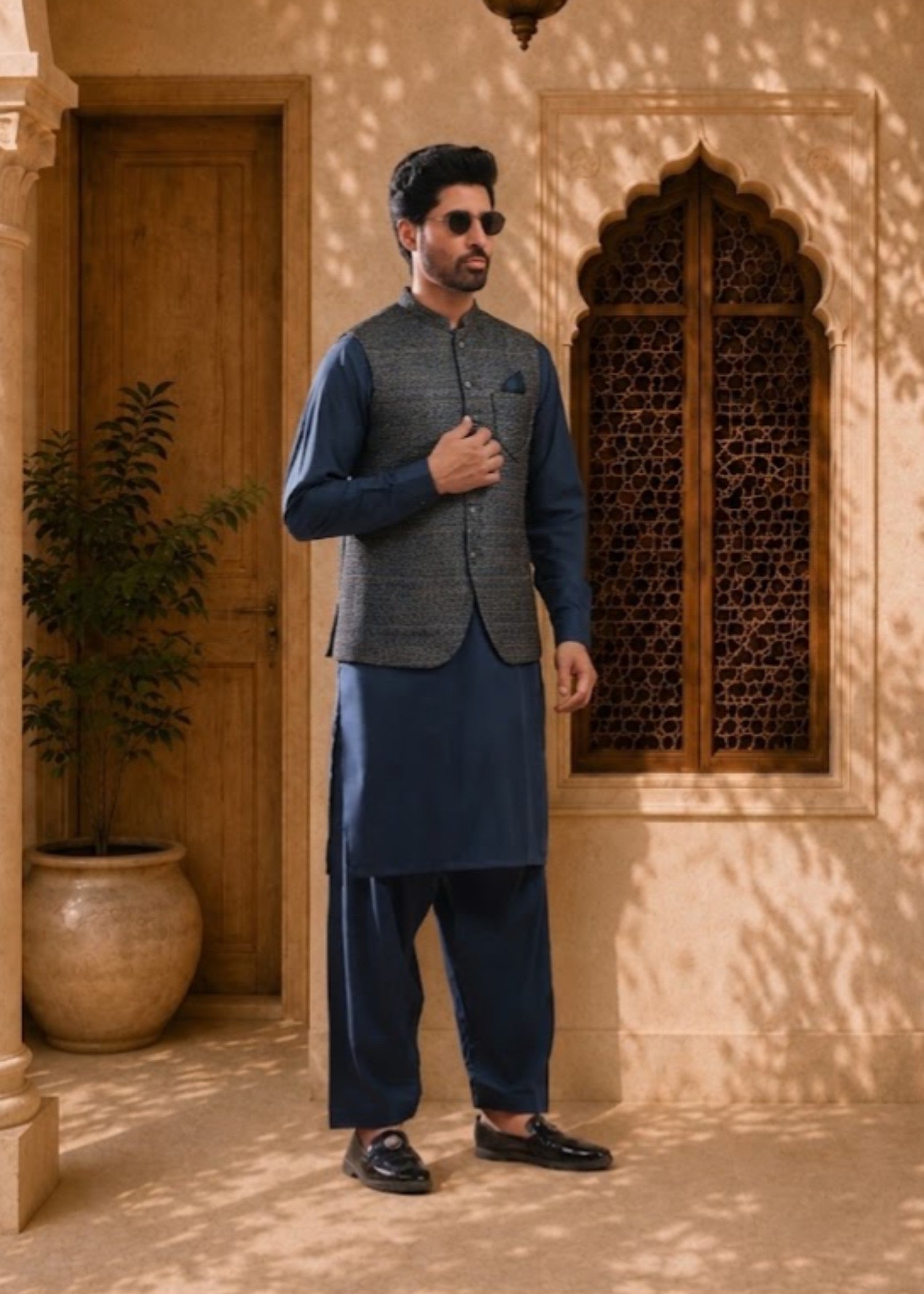 suiting Waistcoat in Slate blue