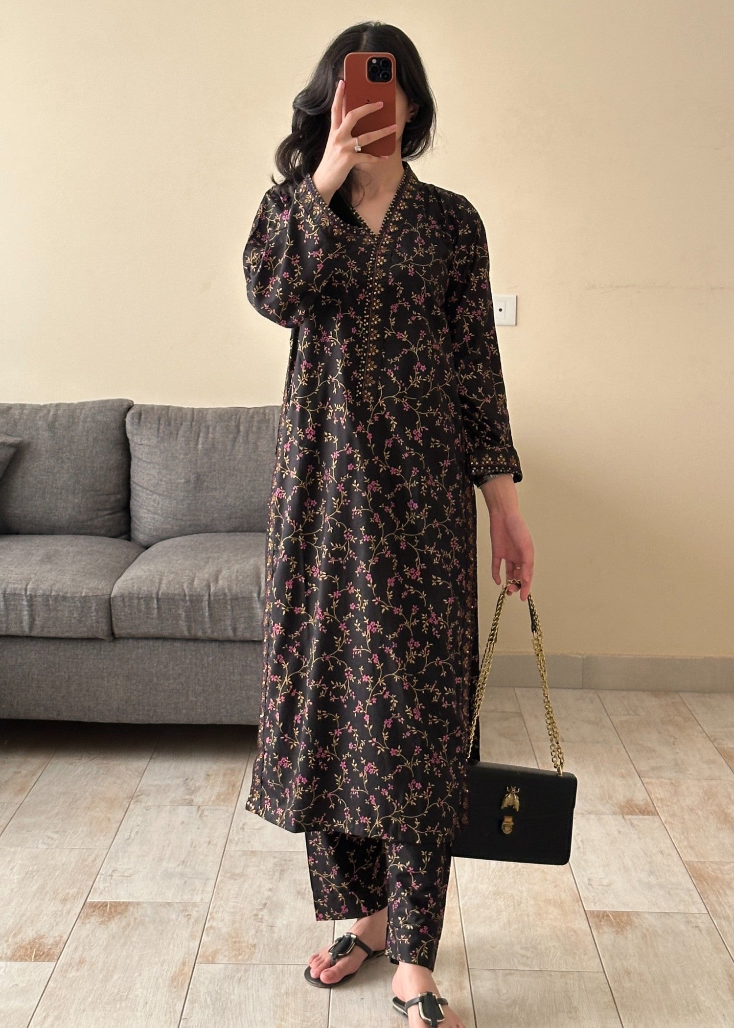 lawn cotton Co Ord Sets in Black