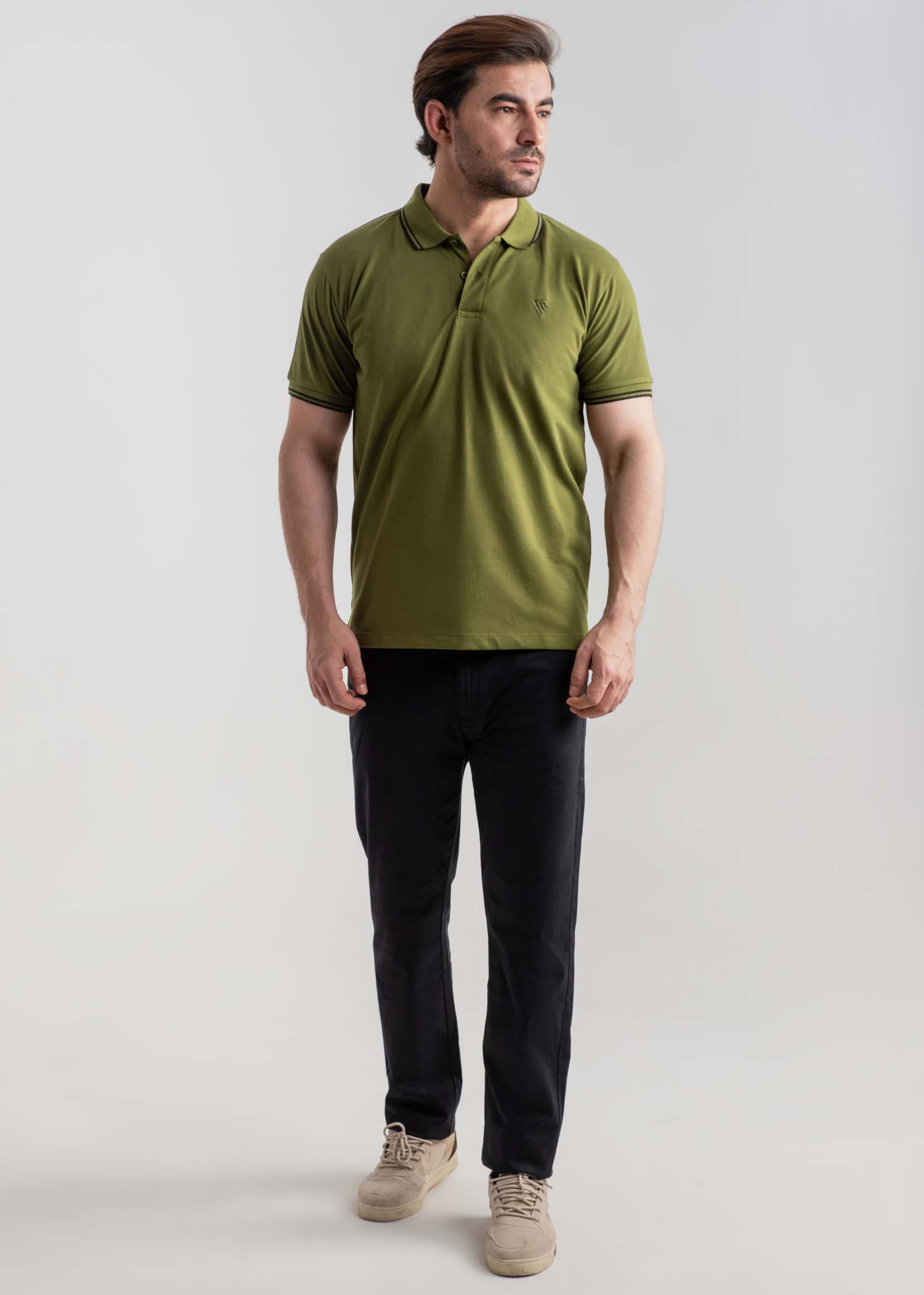 cotton Polo Shirt in Olive green