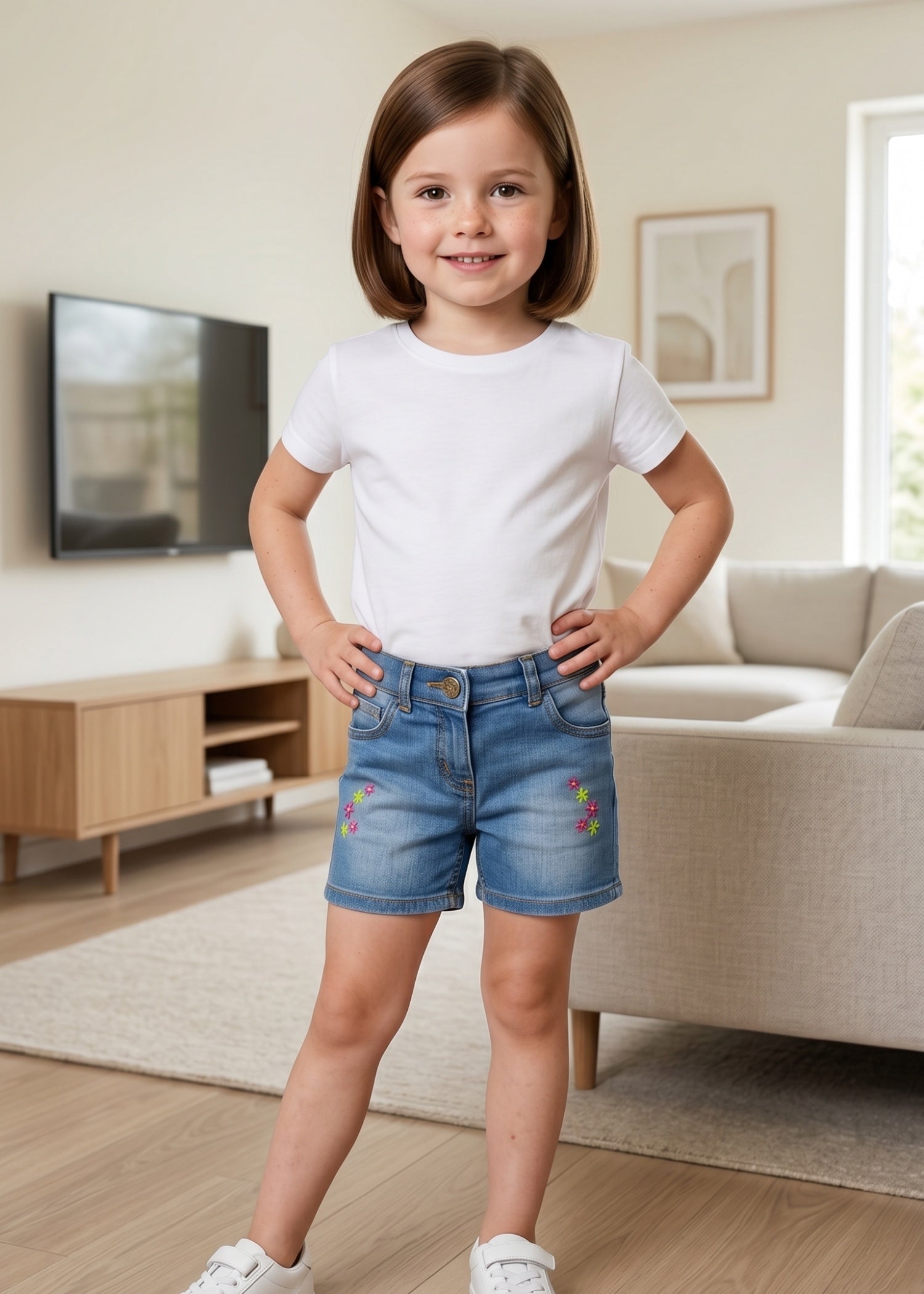 denim Shorts in Sky blue