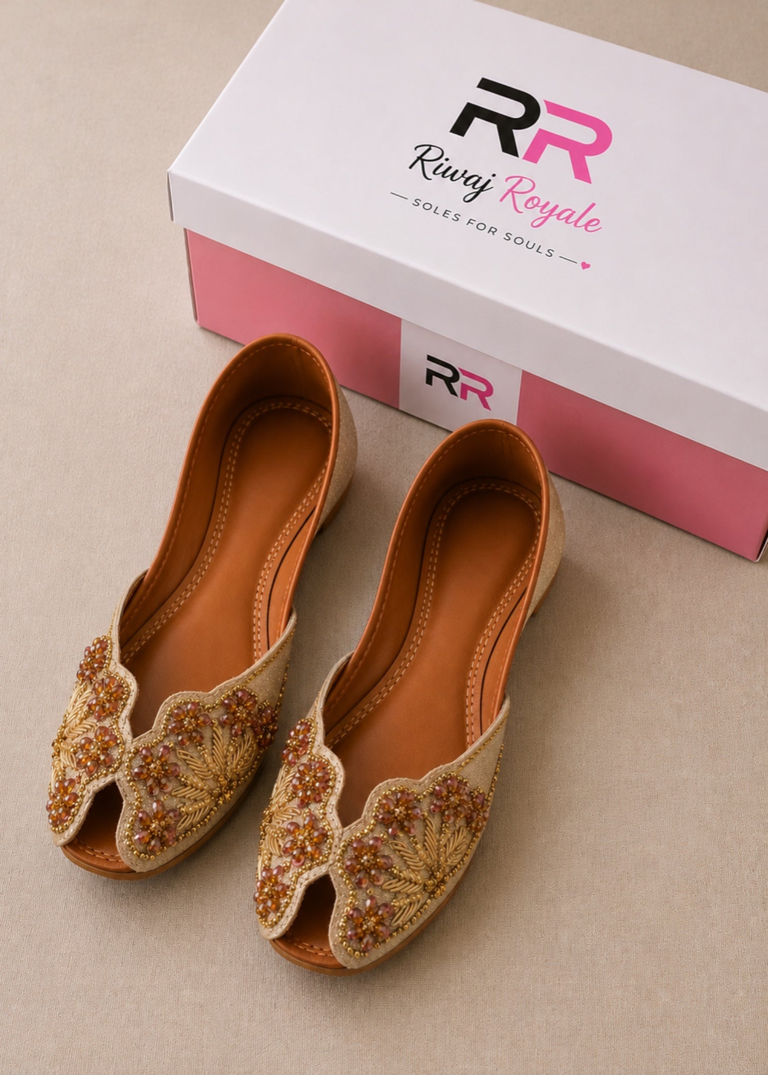 Khussa in Champagne by - High Quality Women Khussa BRO0162