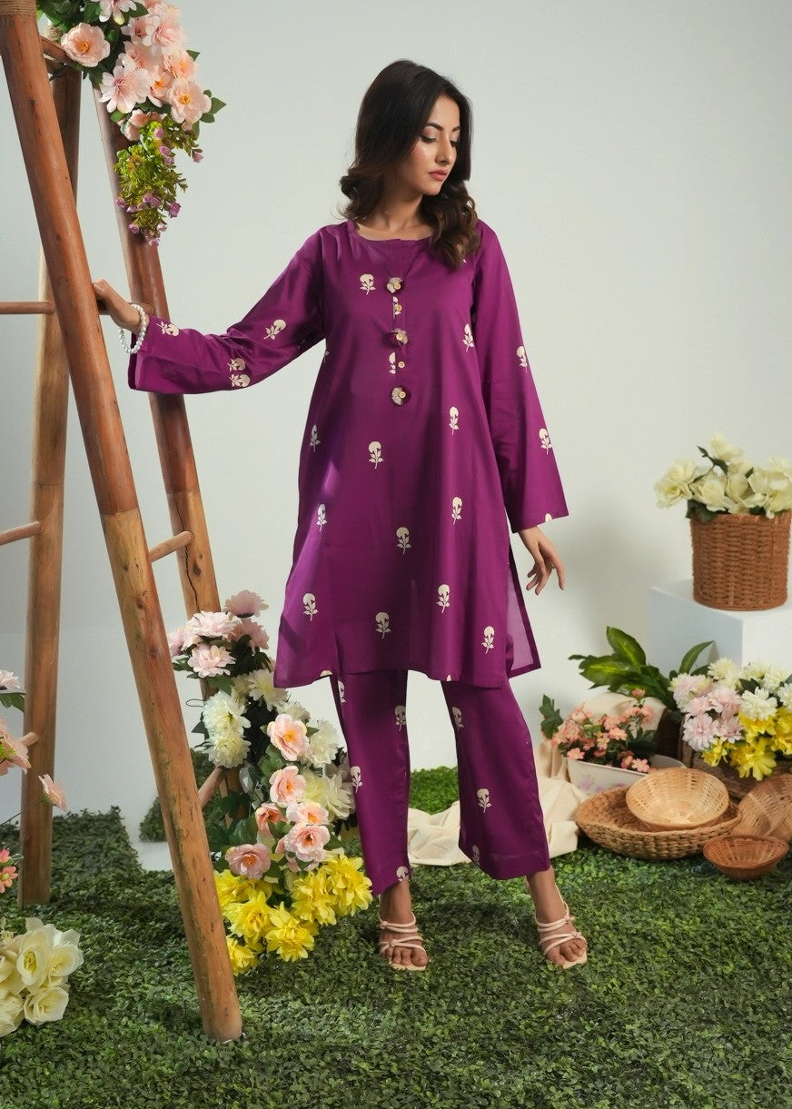 cambric Co Ord Sets in Purple