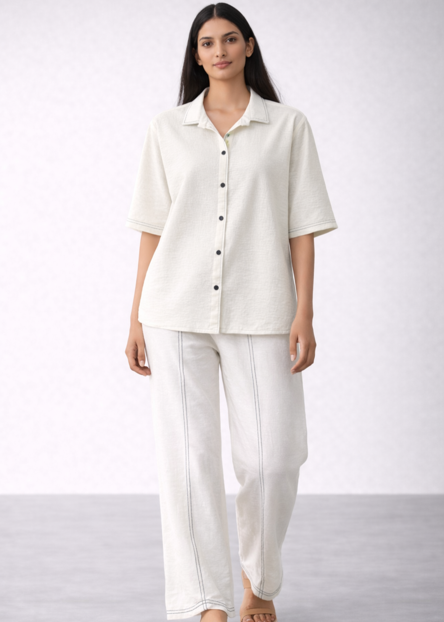 seersucker Trousers in White