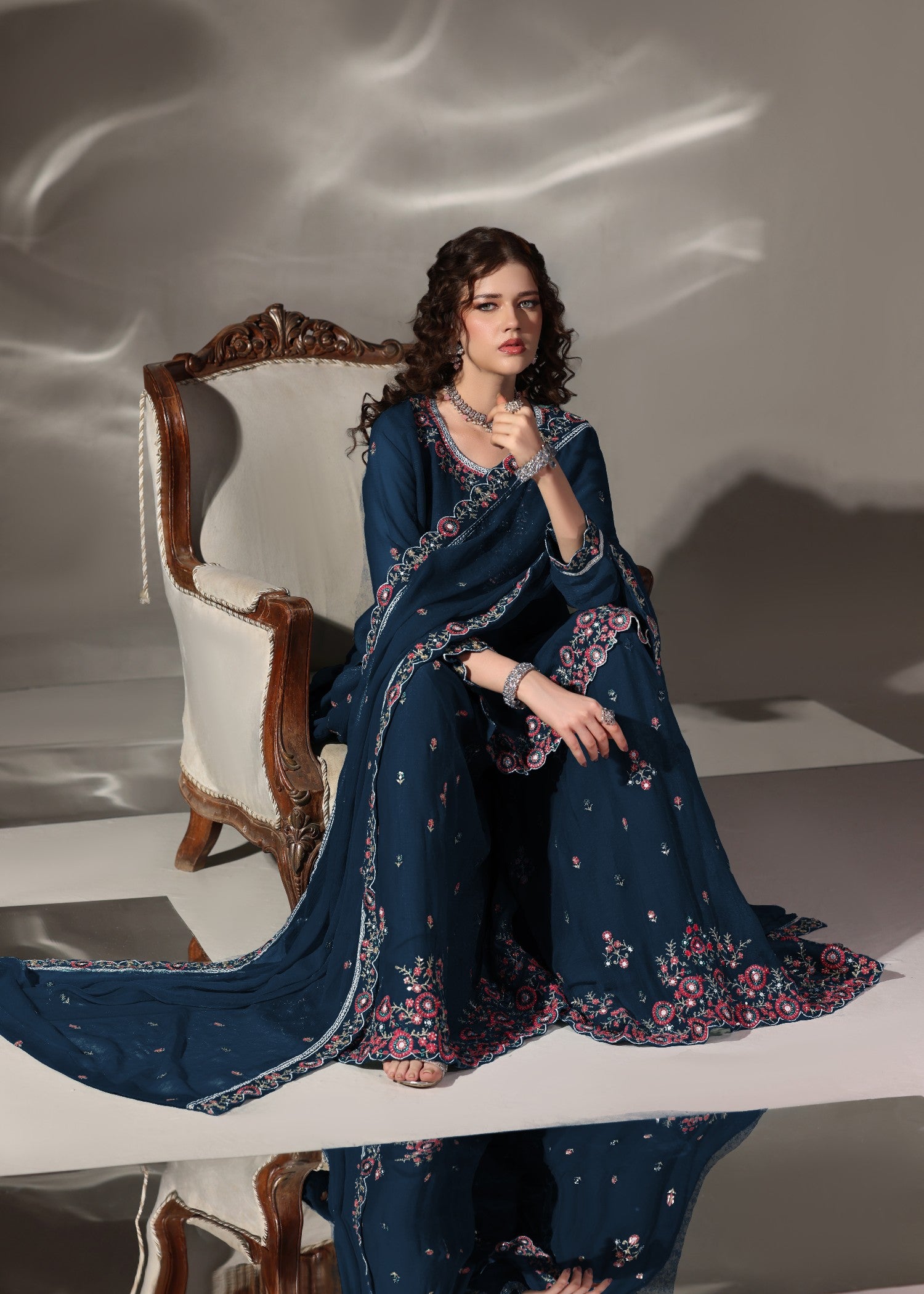 pk chiffon Sharara in Blue
