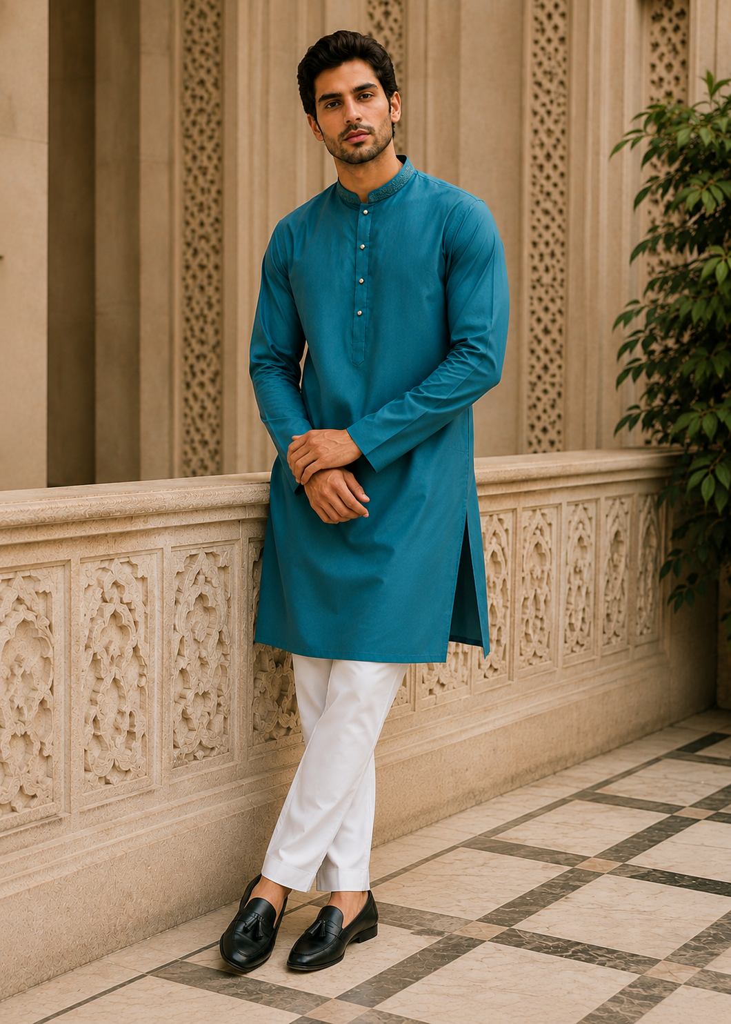 wash & wear Kurta in Teal