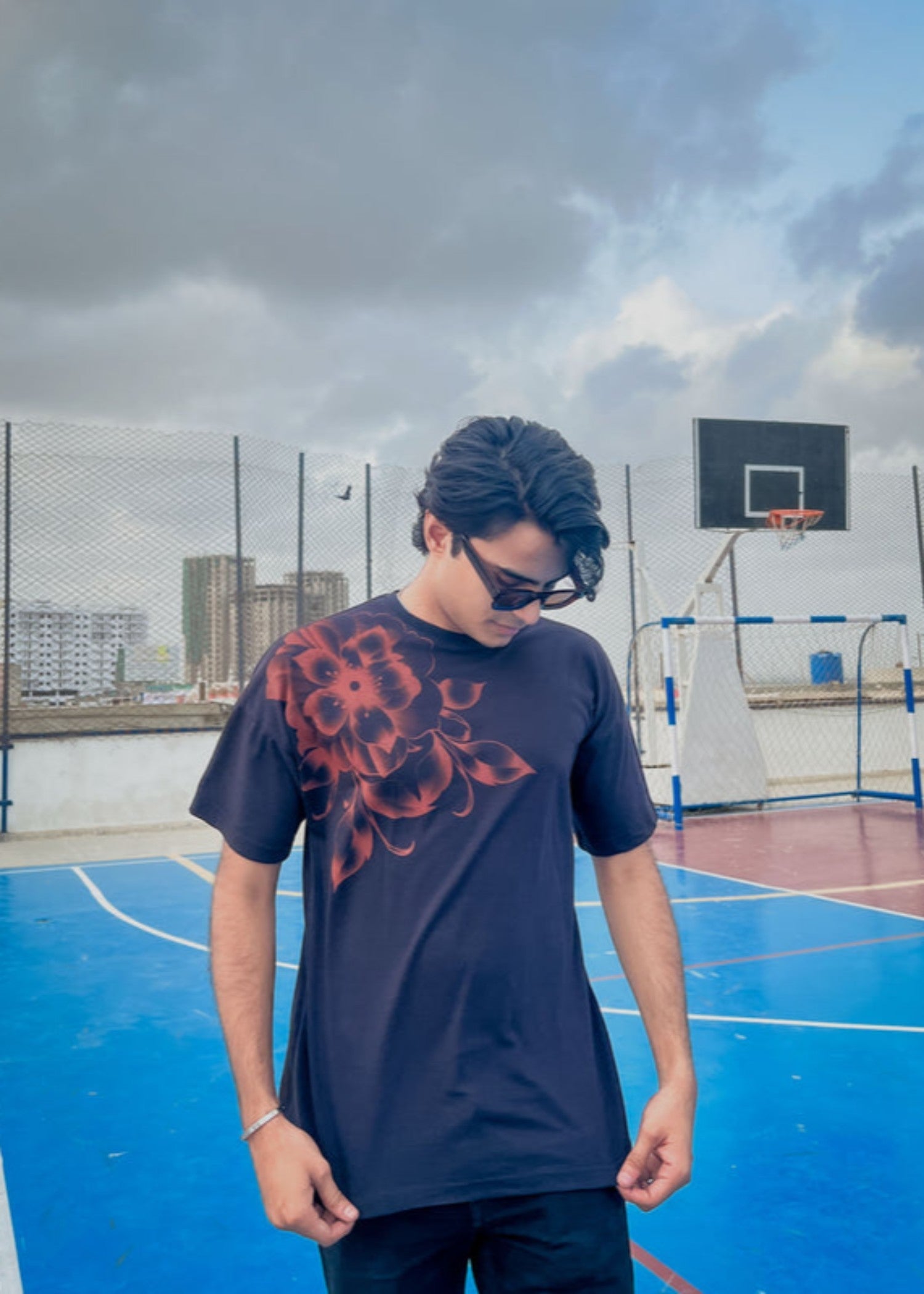 polycotton T Shirt in Black