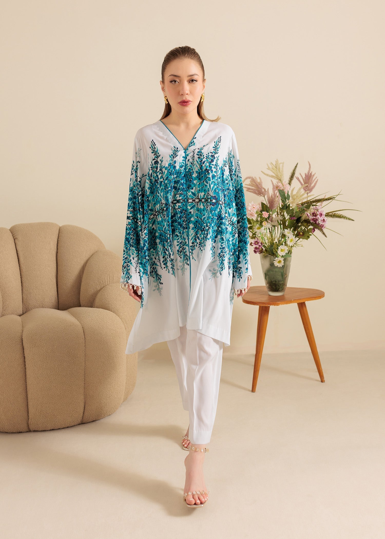 lawn Short Frock in White