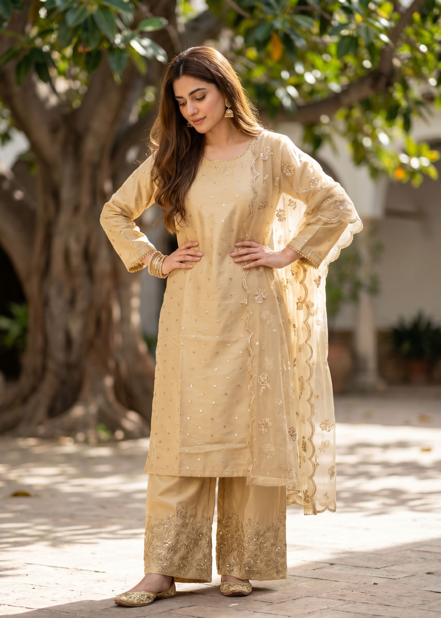 kattan silk Kurta Set in Gold
