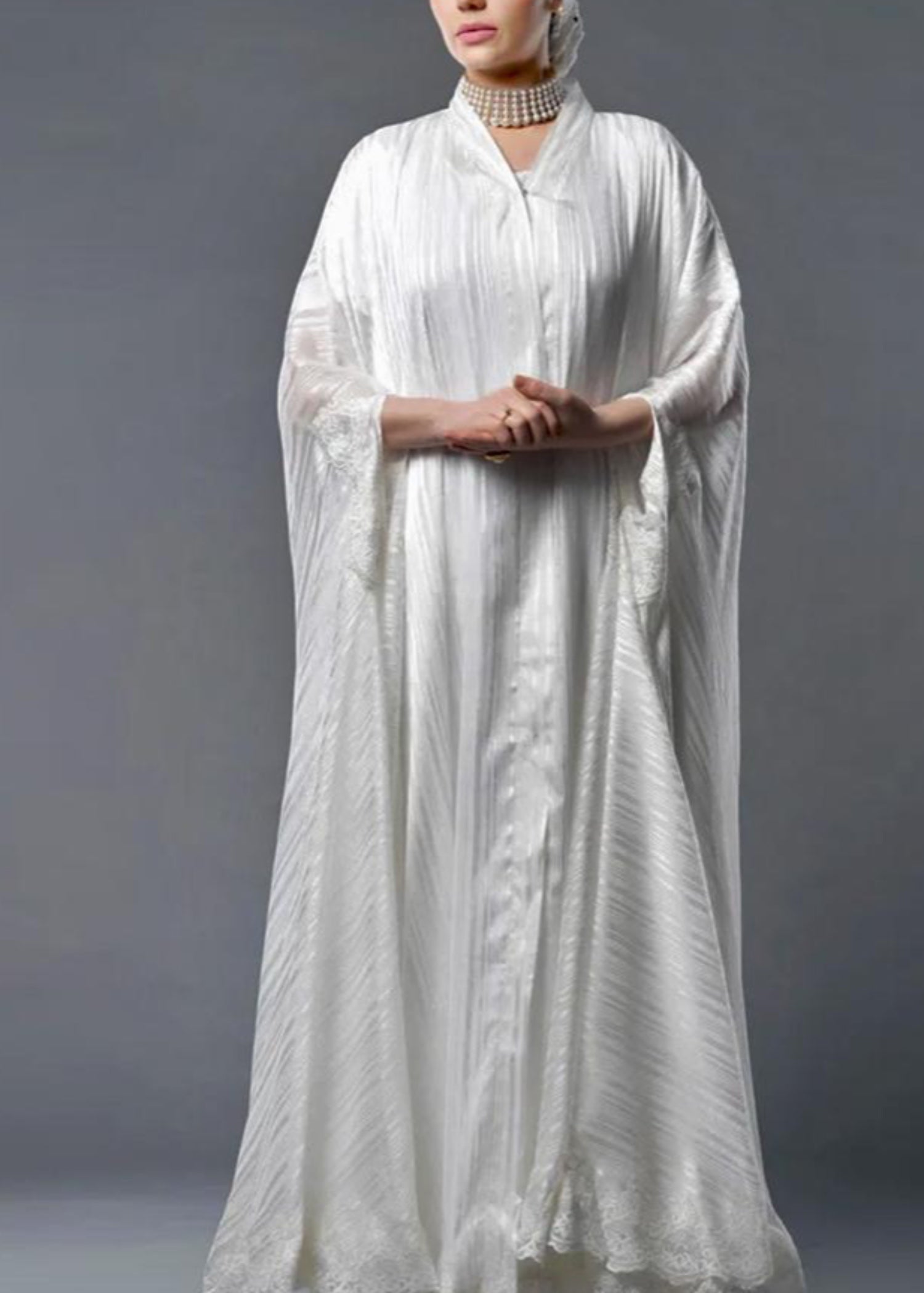 chiffon Abaya in White